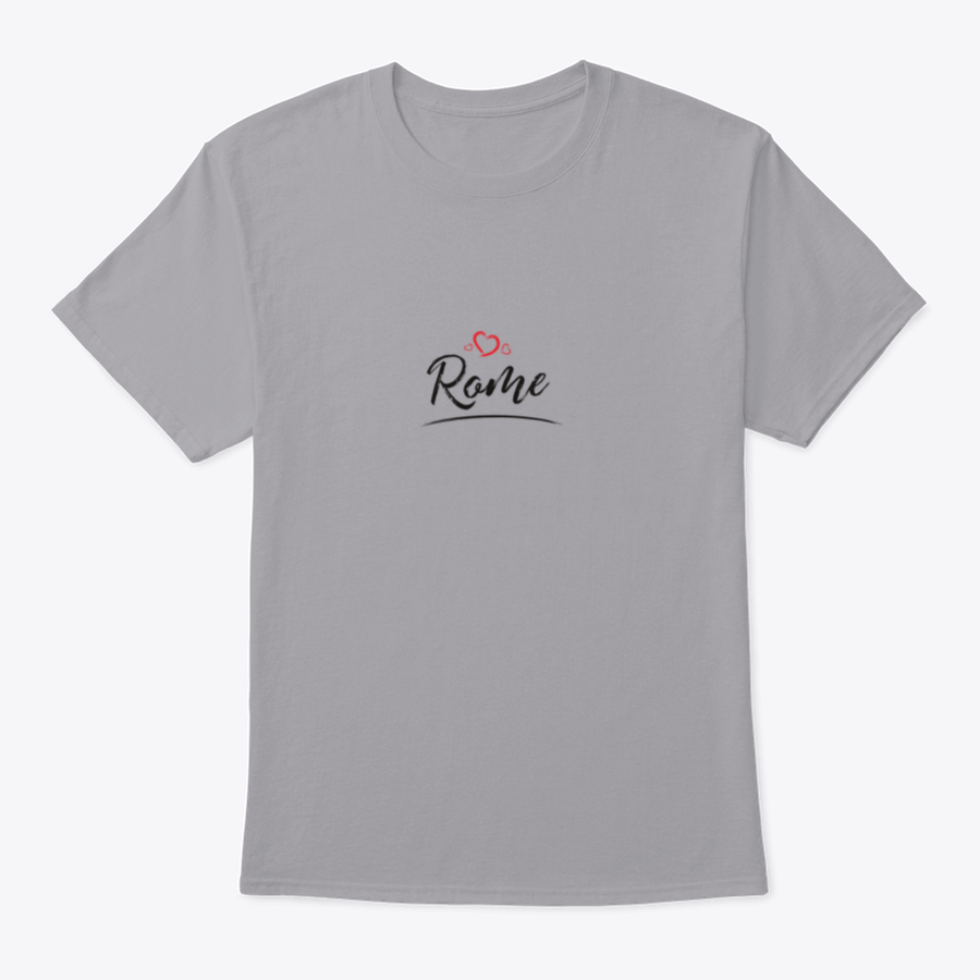 A stylish t-shirt featuring the name 'Rome' with a red heart design, made from high-quality cotton for comfort and durability.