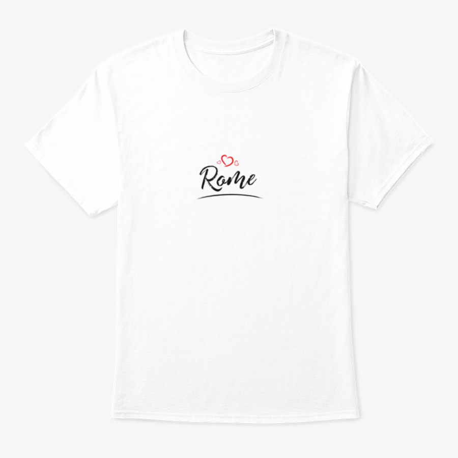 A stylish t-shirt featuring the name 'Rome' with a red heart design, made from high-quality cotton for comfort and durability.