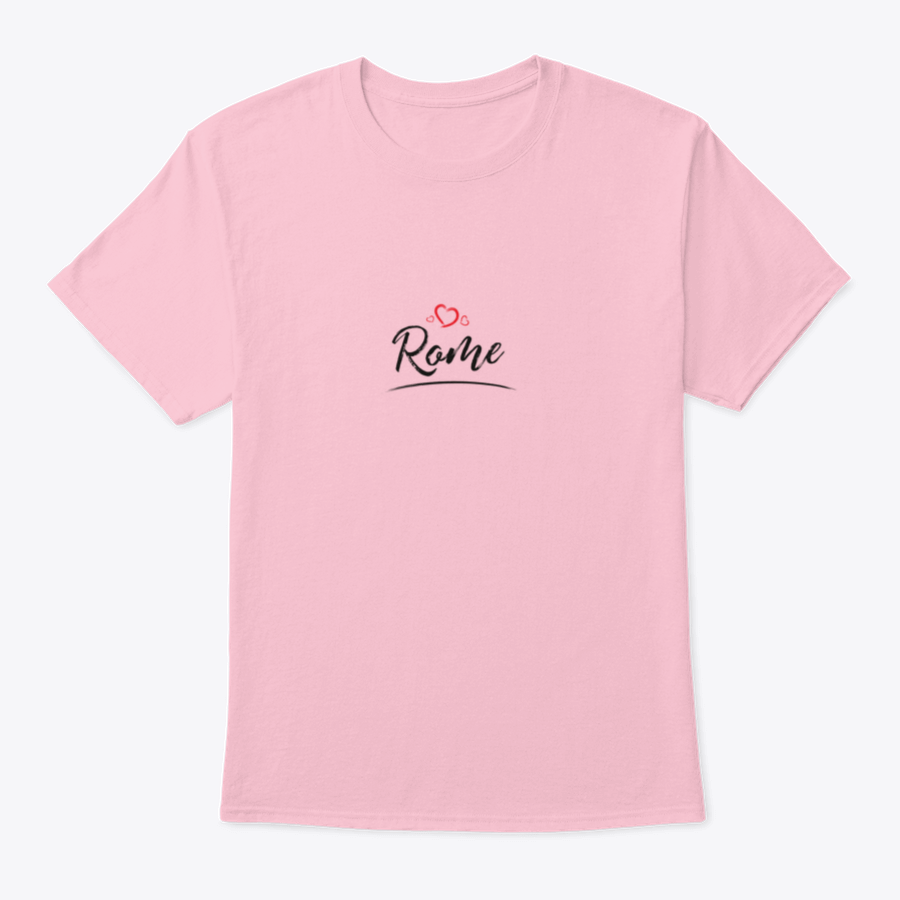 A stylish t-shirt featuring the name 'Rome' with a red heart design, made from high-quality cotton for comfort and durability.