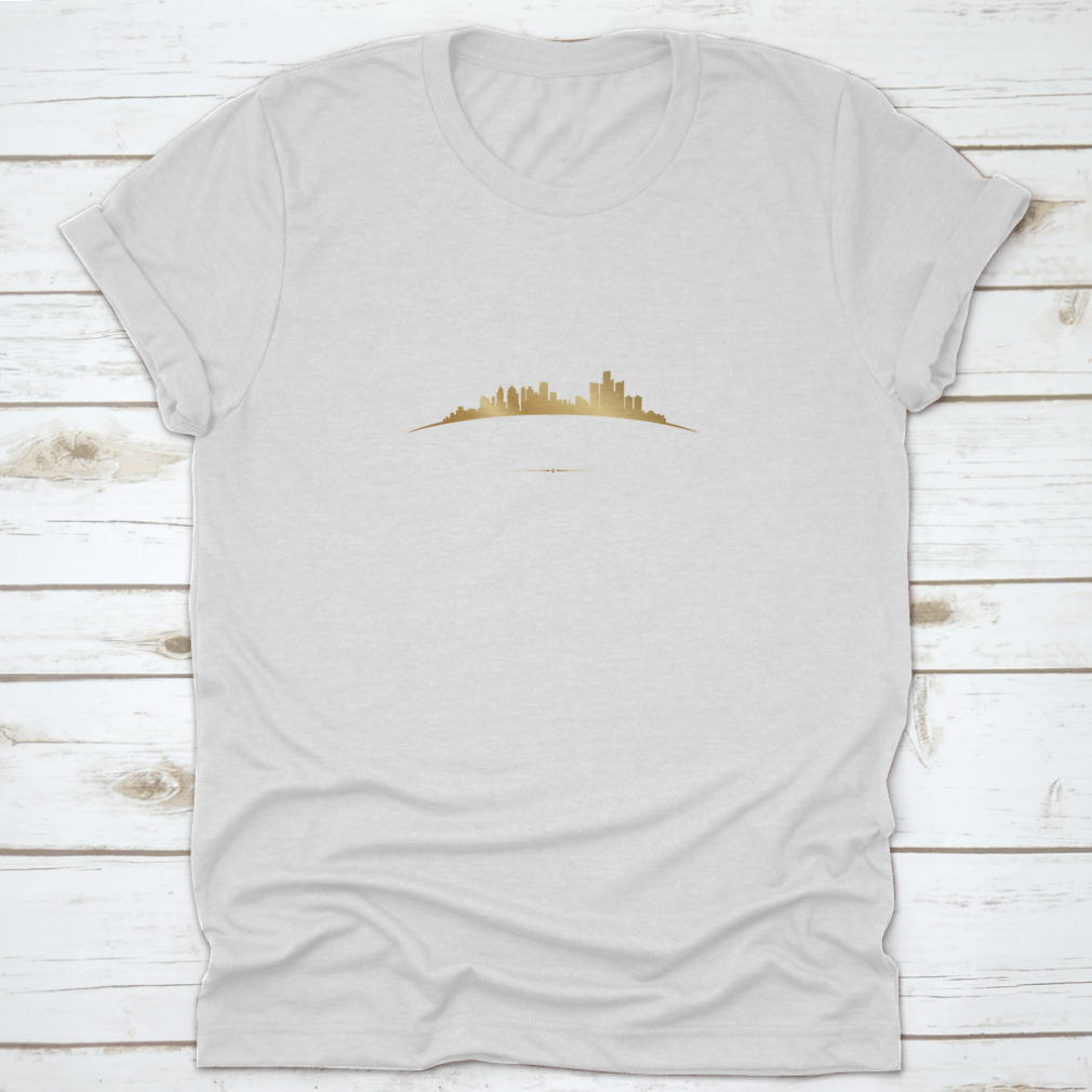 A stylish Detroit Michigan City Skyline Silhouette T-shirt design featuring a classic fit and made from high-quality cotton.