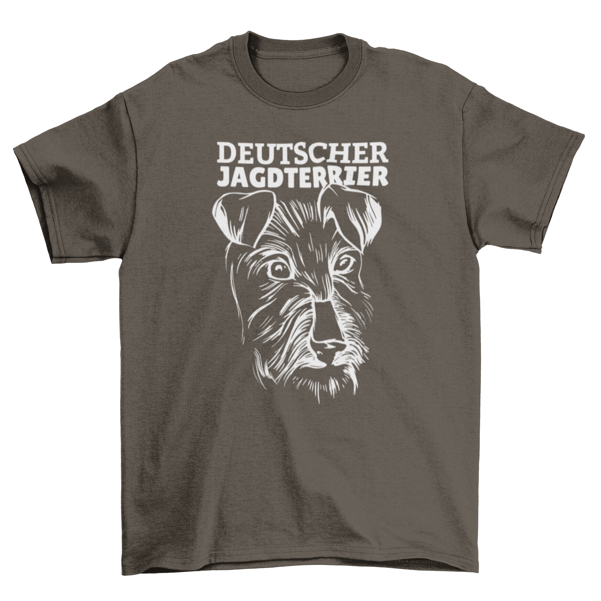 A stylish T-shirt featuring a detailed illustration of a Deutscher Jagdterrier dog with the breed's name.