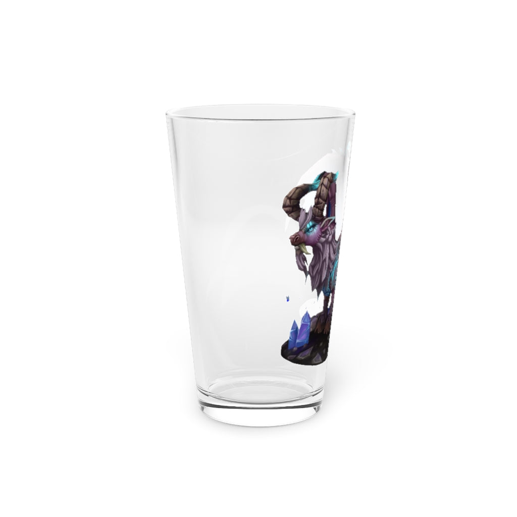 Deviant Dungeon Lurker Pint Glass, 16oz, clear glass with custom design options, perfect for beverages.