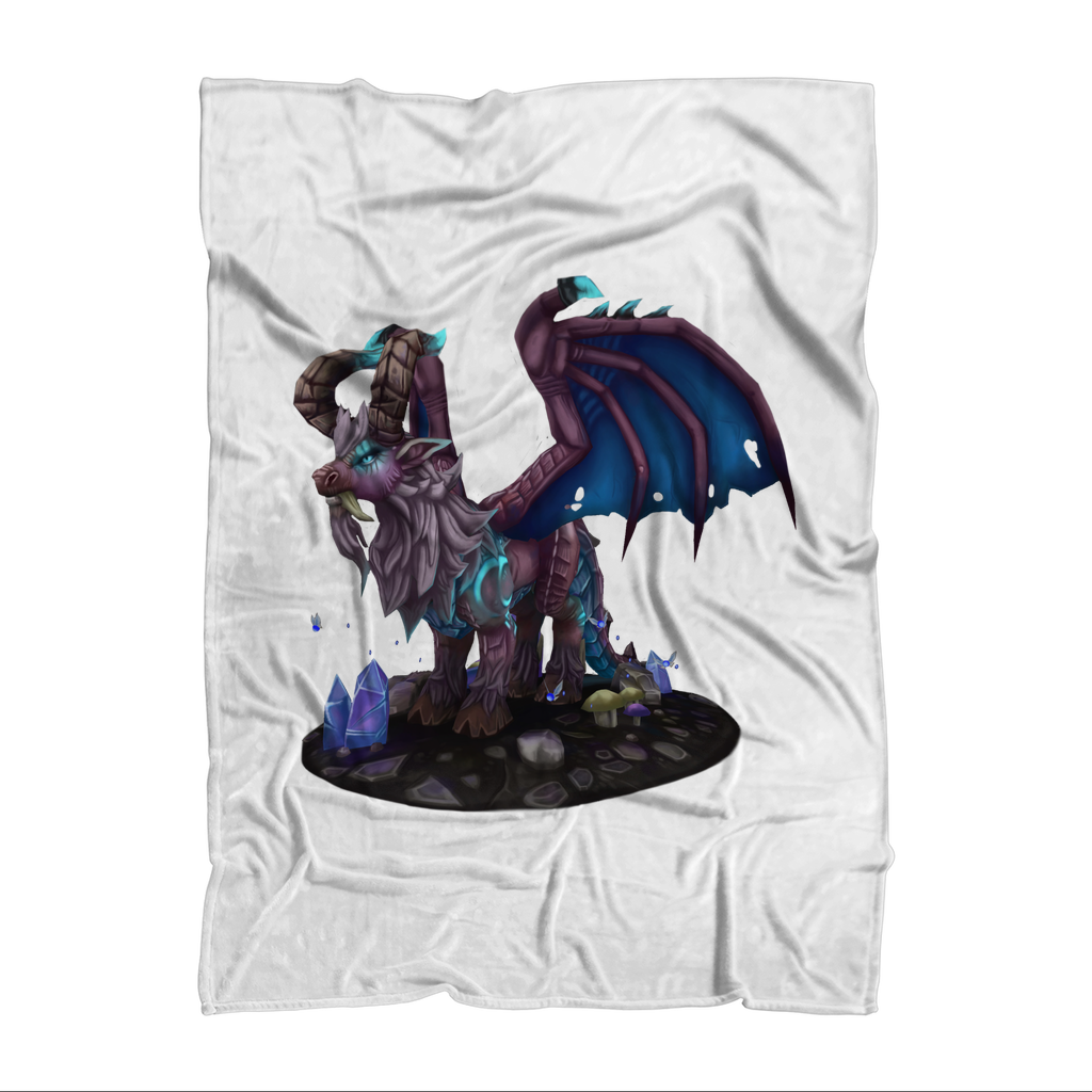 Deviant Dungeon Lurker Sublimation Throw Blanket featuring vibrant design on soft polar fleece fabric, ideal for cozying up.