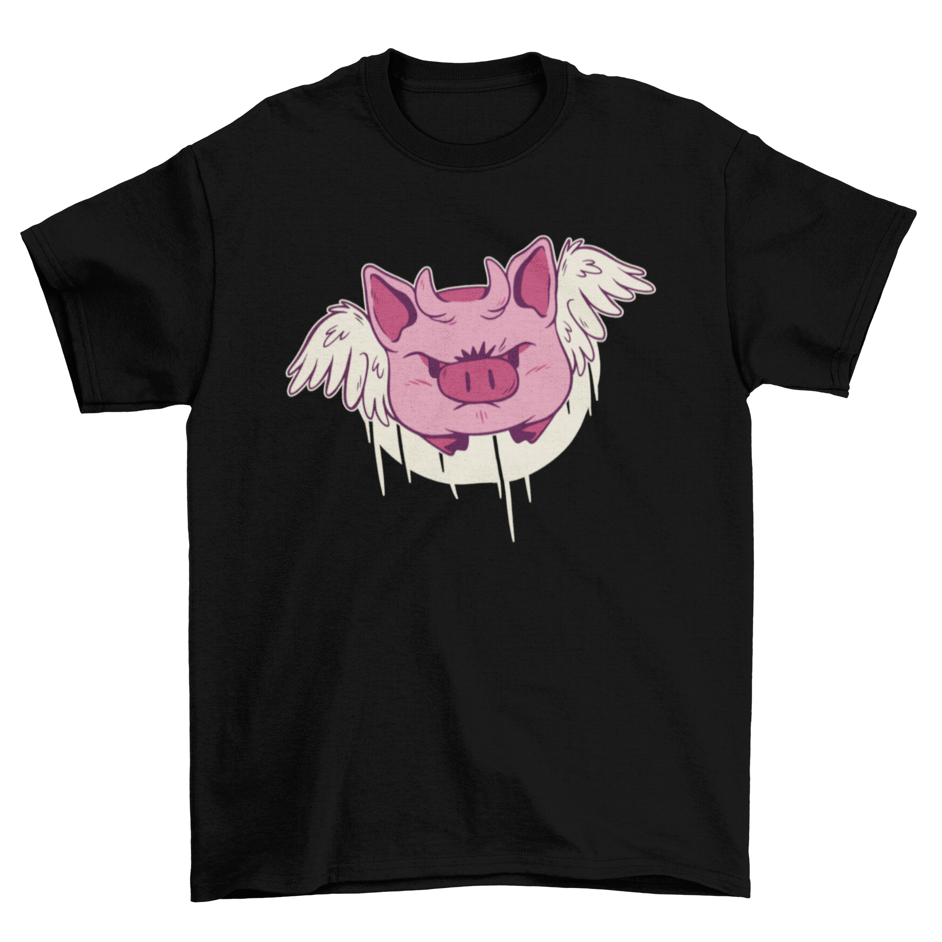 A stylish T-shirt featuring a vibrant illustration of a demon piggy, perfect for casual wear.