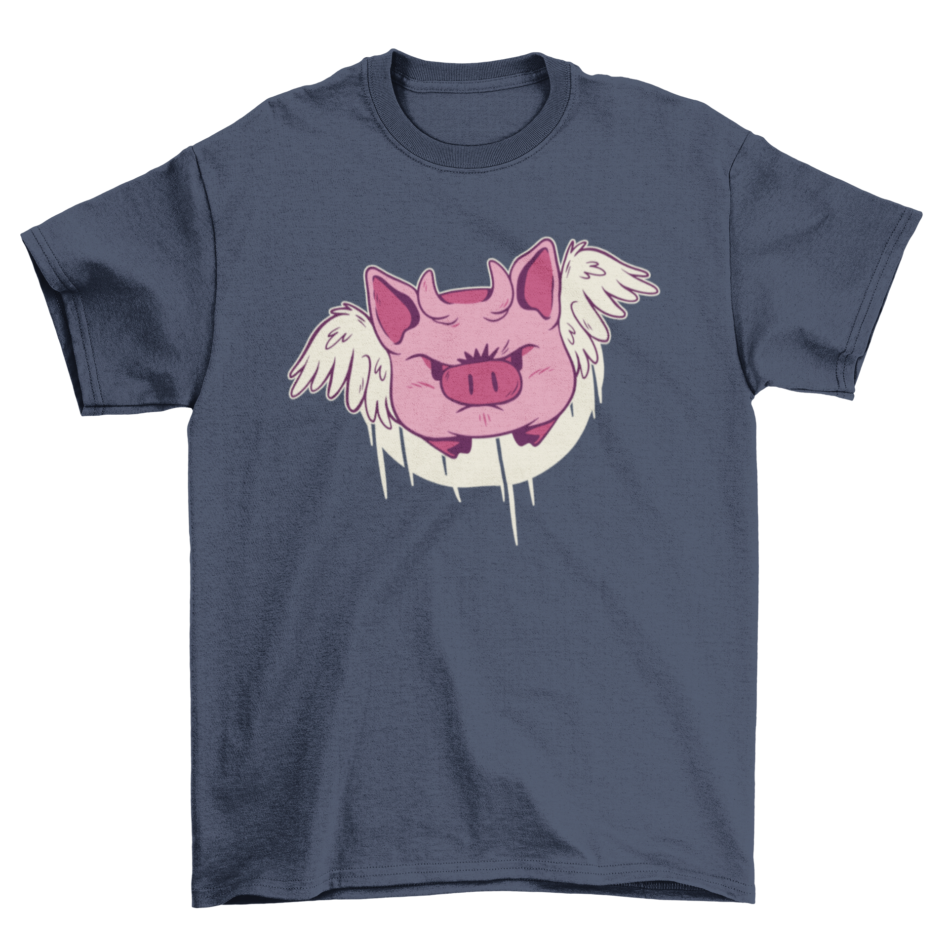 A stylish T-shirt featuring a vibrant illustration of a demon piggy, perfect for casual wear.