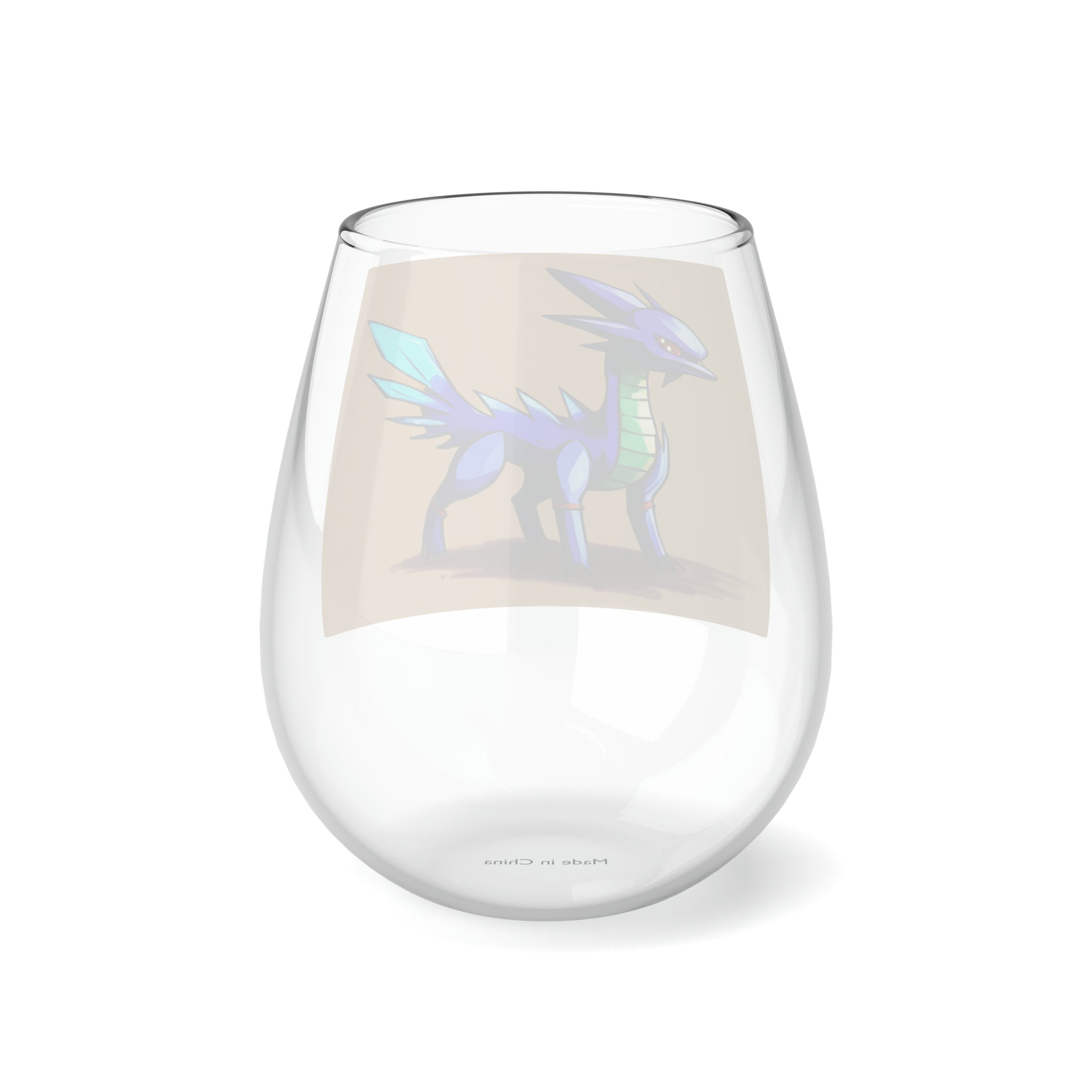 Diamechs Stemless Wine Glass, 11.75oz, featuring a sleek design and glossy finish, perfect for personalized art.