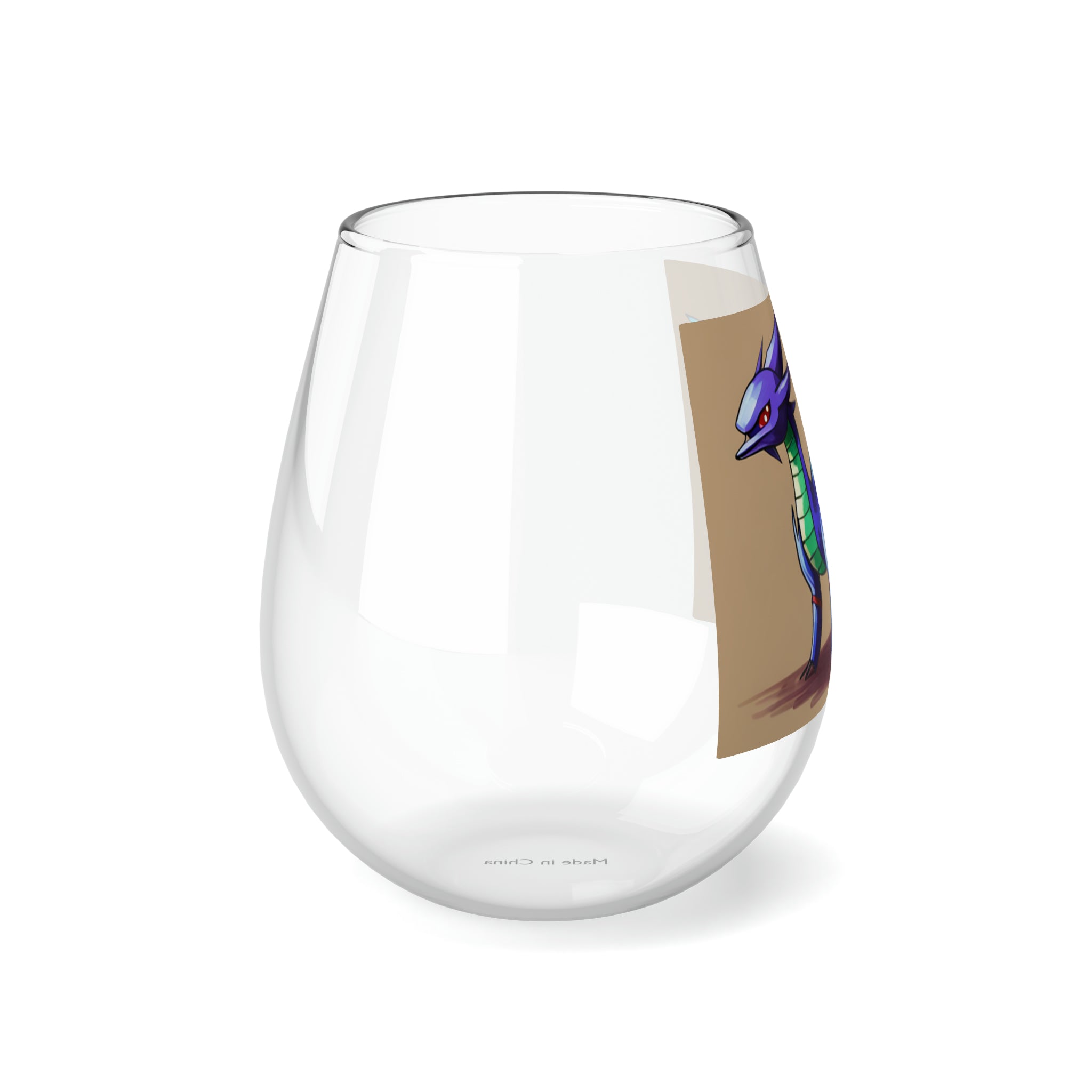 Diamechs Stemless Wine Glass, 11.75oz, featuring a sleek design and glossy finish, perfect for personalized art.