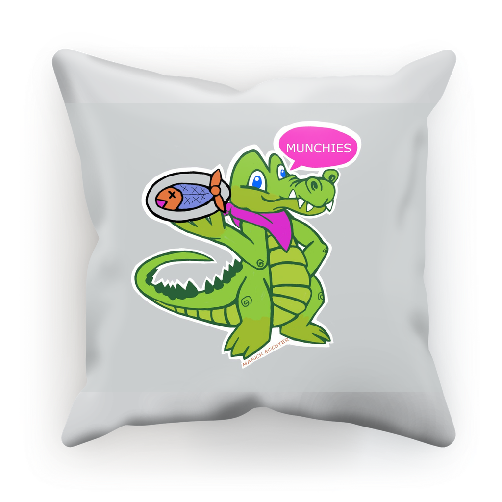 Diner Croc Sublimation Cushion Cover in suede and satin, showcasing vibrant colors and patterns, ideal for home decor.