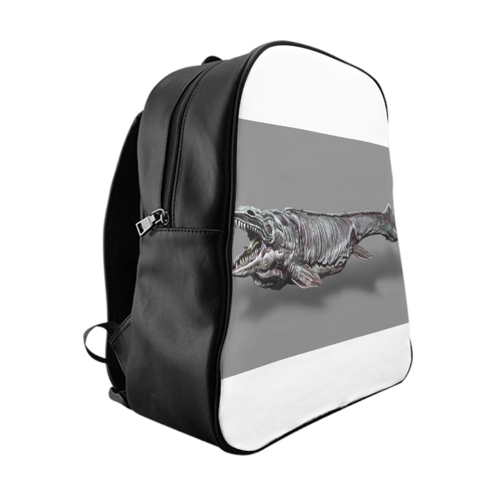 Dino Sea Creature School Backpack featuring vibrant marine-themed print and padded back support.