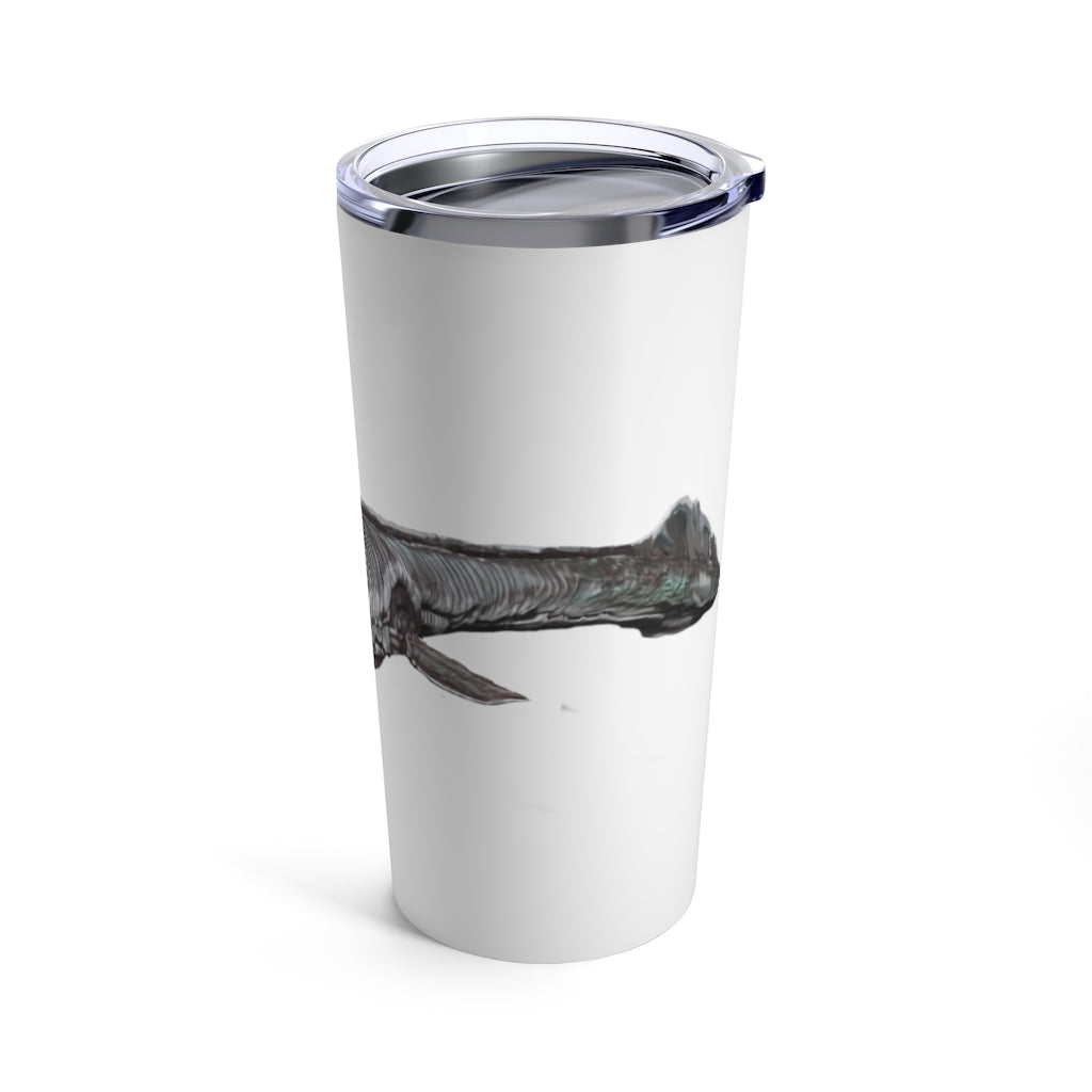 Dino Sea Creature Tumbler 20oz featuring vibrant dinosaur graphics and a stainless steel body.