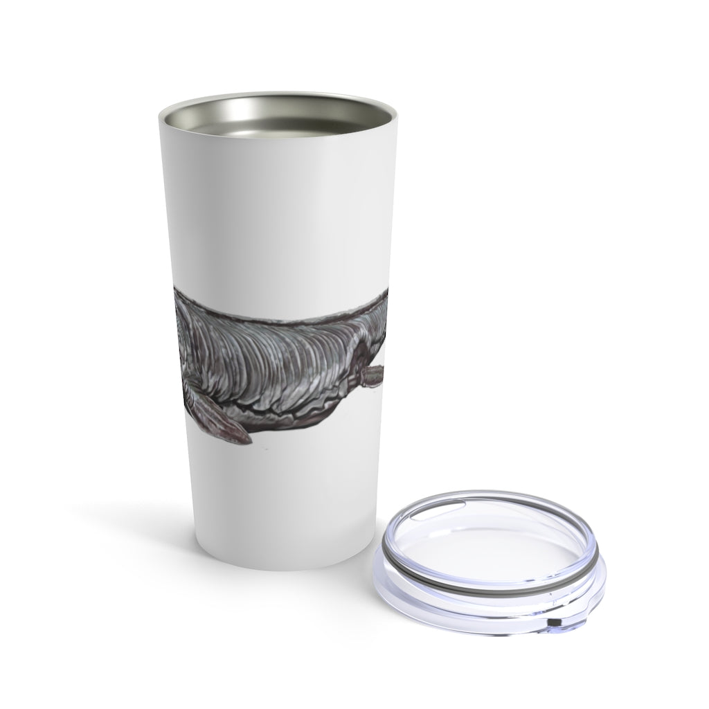 Dino Sea Creature Tumbler 20oz featuring vibrant dinosaur graphics and a stainless steel body.