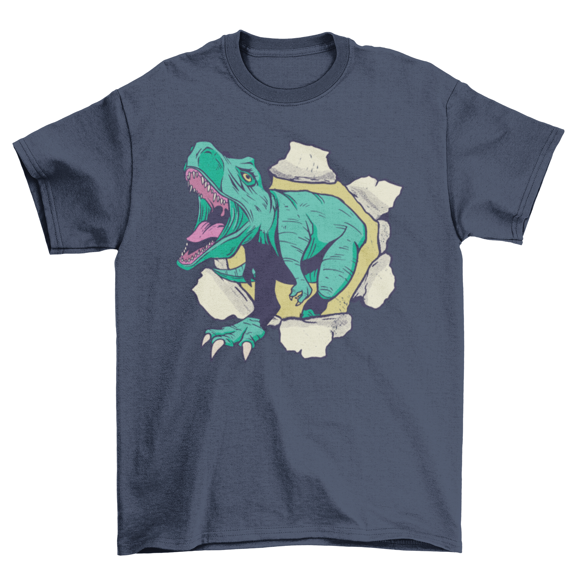 Dinosaur 3D t-shirt featuring a roaring T-Rex design in vibrant colors, perfect for dinosaur enthusiasts.