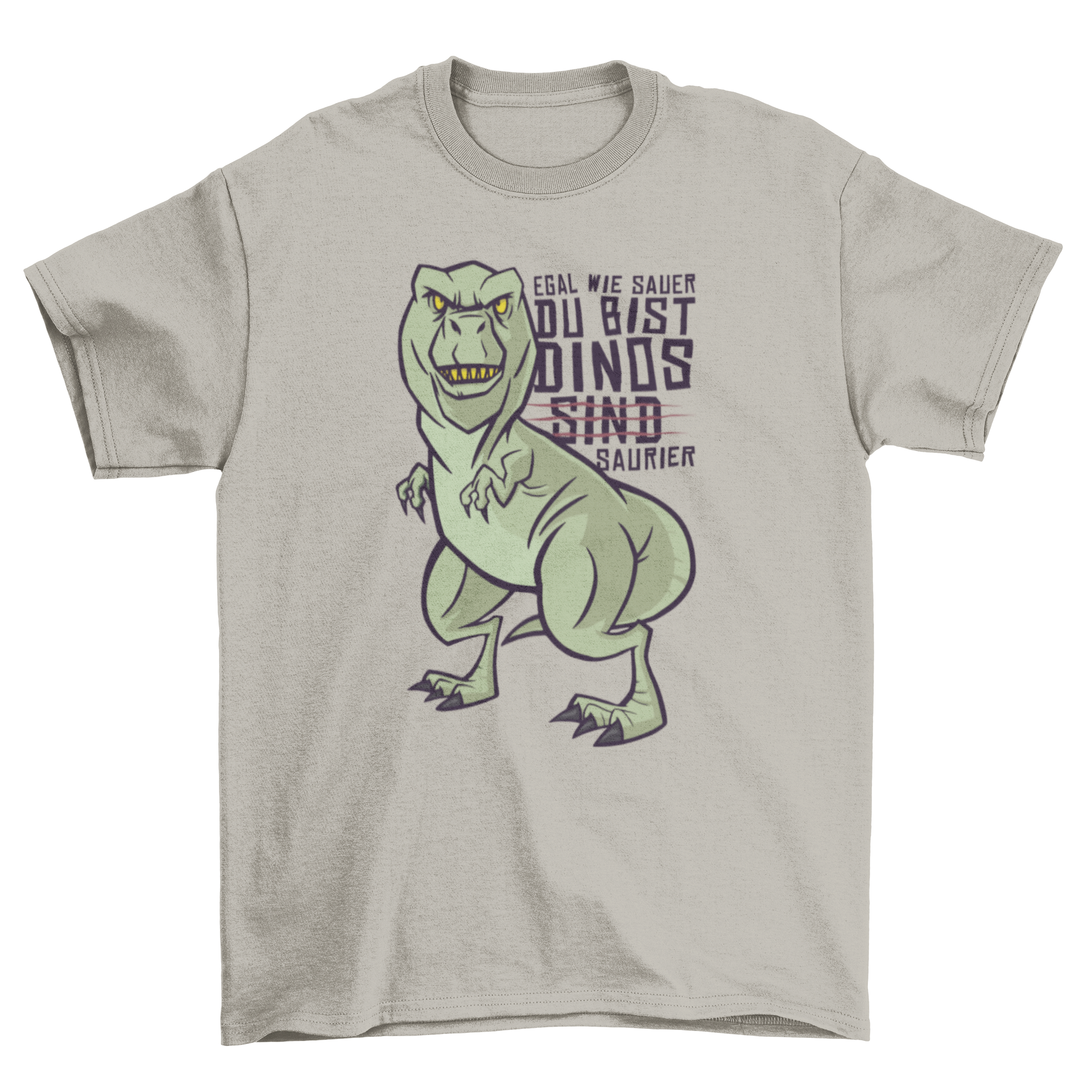 Dinosaur German Joke T-shirt featuring a T-rex and a humorous German quote.