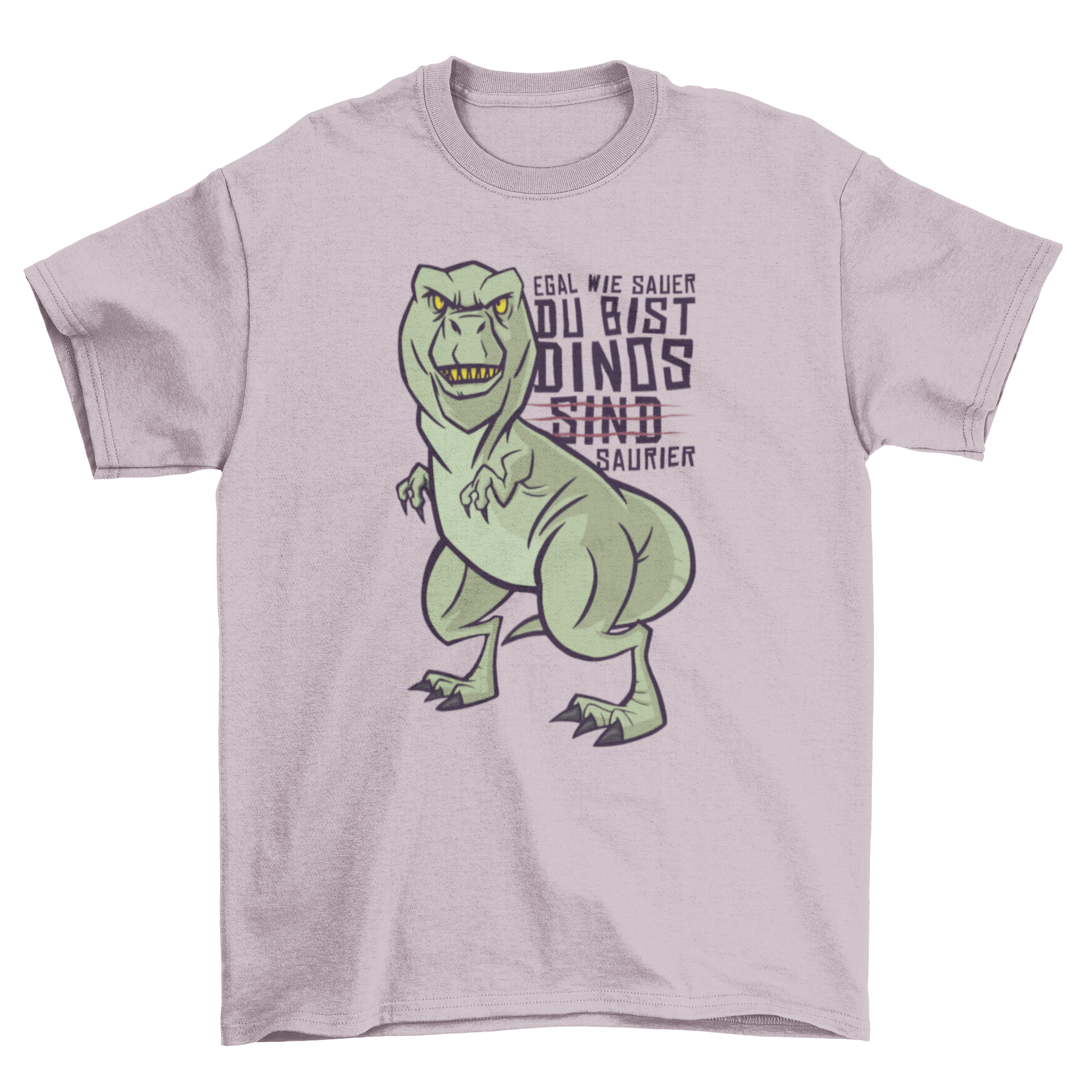 Dinosaur German Joke T-shirt featuring a T-rex and a humorous German quote.