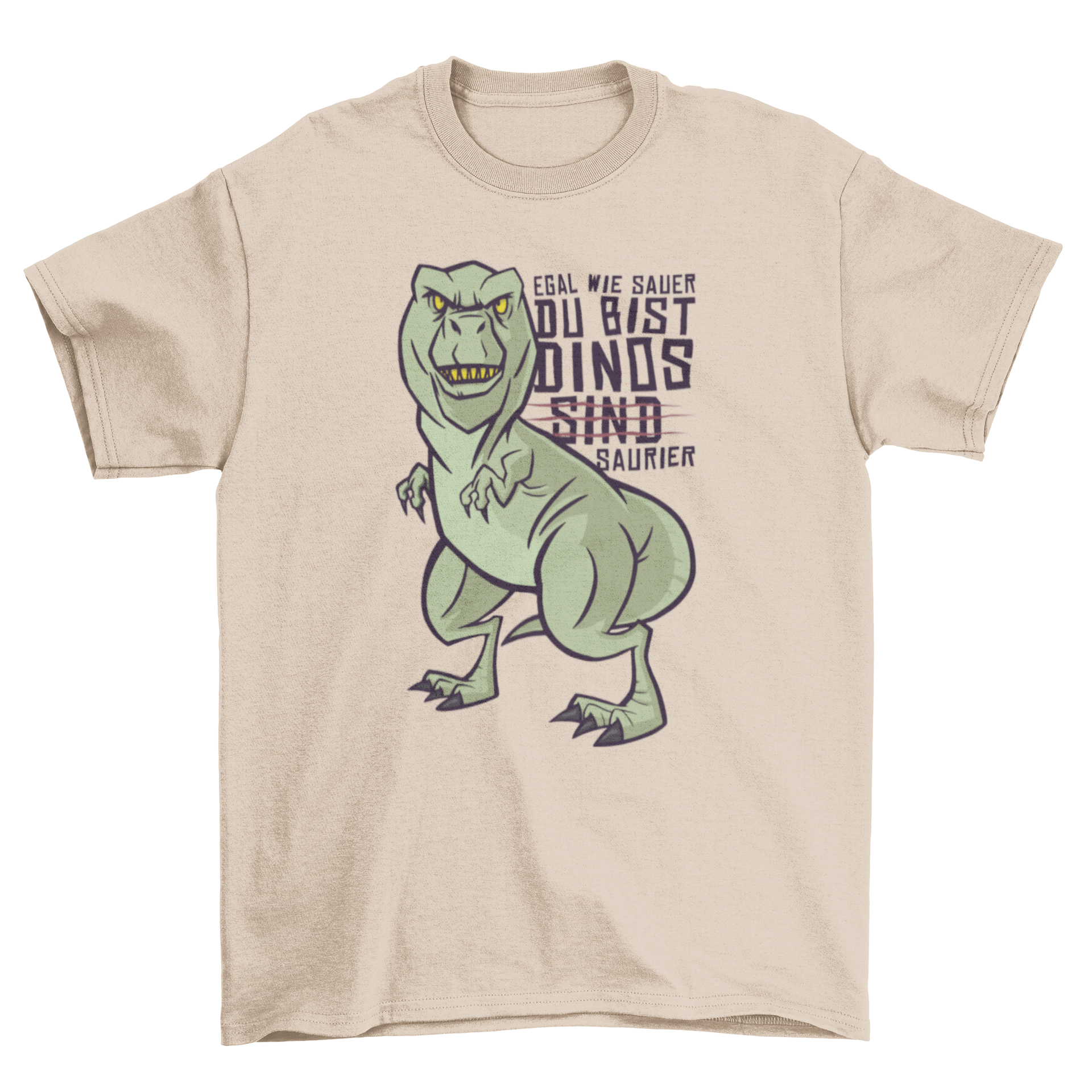 Dinosaur German Joke T-shirt featuring a T-rex and a humorous German quote.