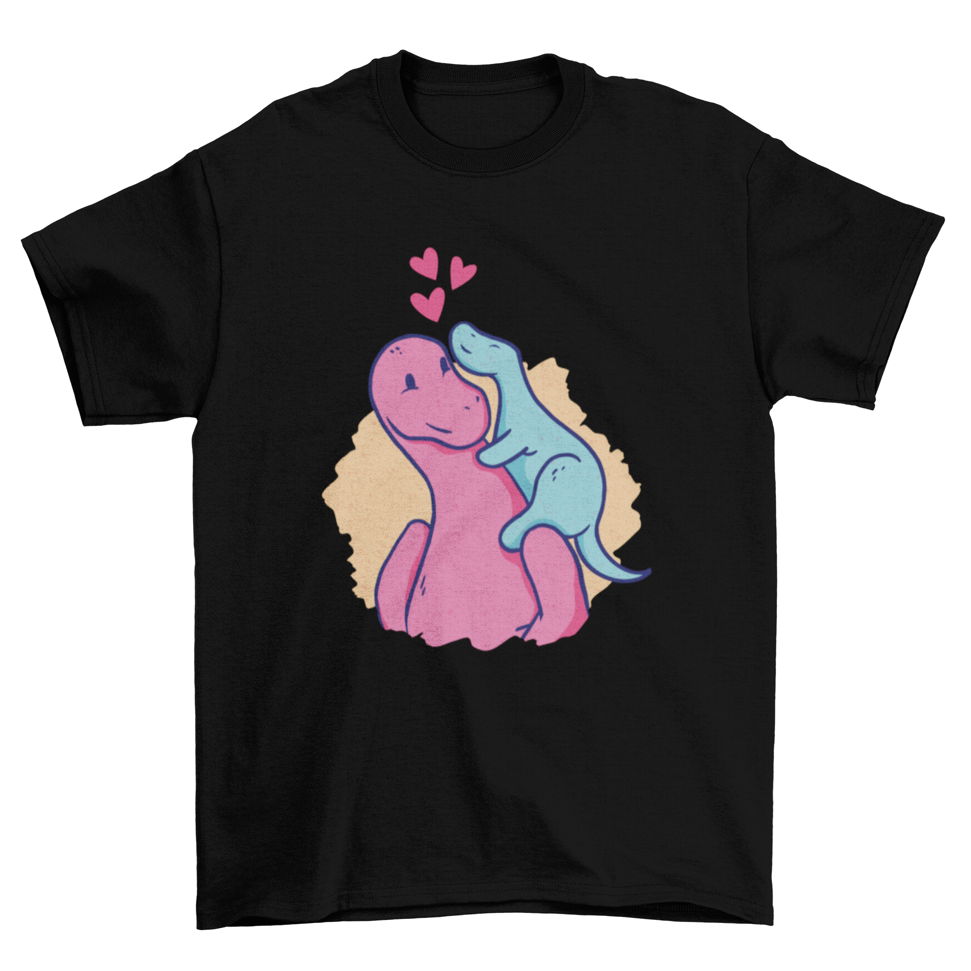 A cute t-shirt featuring a dinosaur mom and baby, symbolizing family love and bonding.