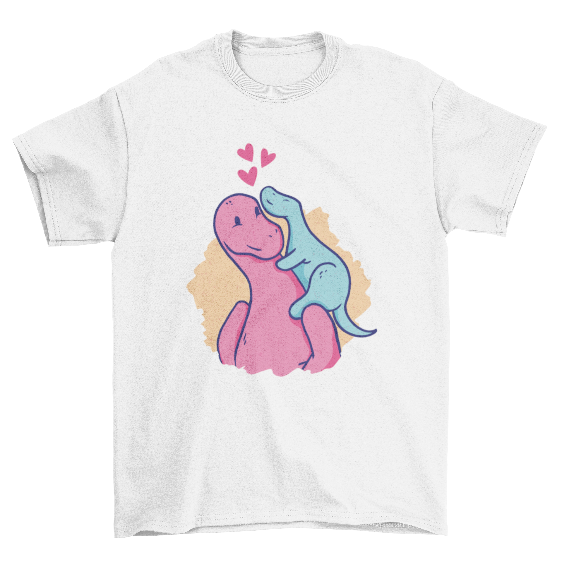 A cute t-shirt featuring a dinosaur mom and baby, symbolizing family love and bonding.