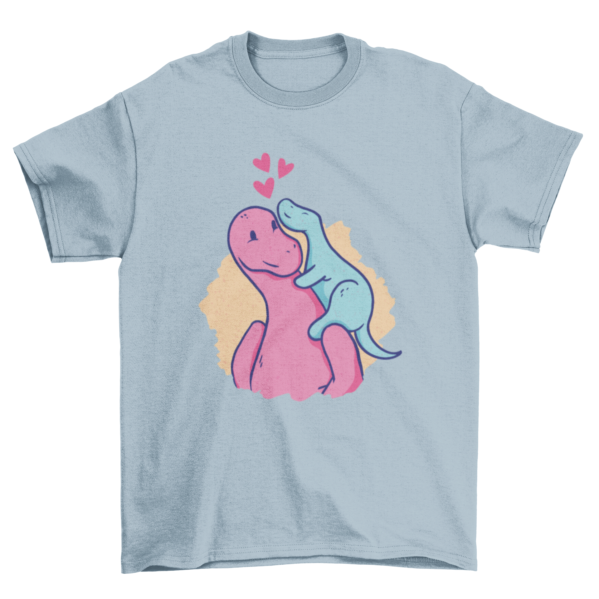 A cute t-shirt featuring a dinosaur mom and baby, symbolizing family love and bonding.