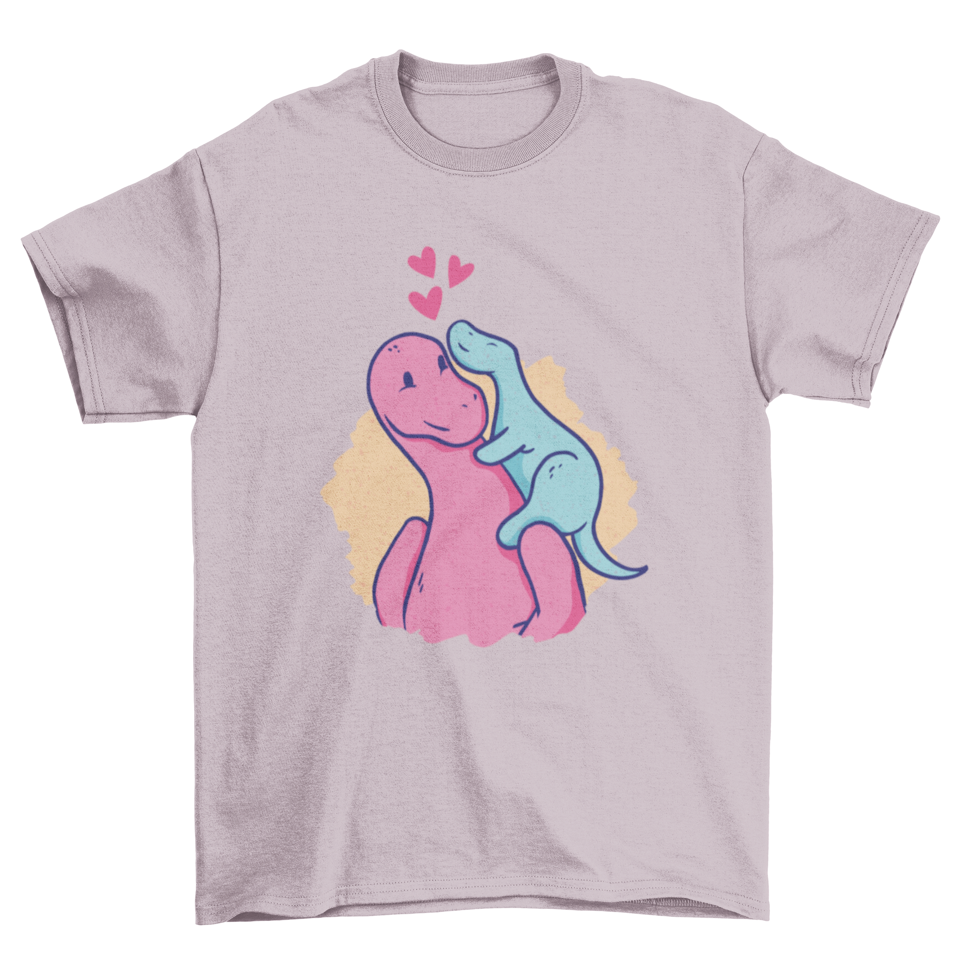 A cute t-shirt featuring a dinosaur mom and baby, symbolizing family love and bonding.