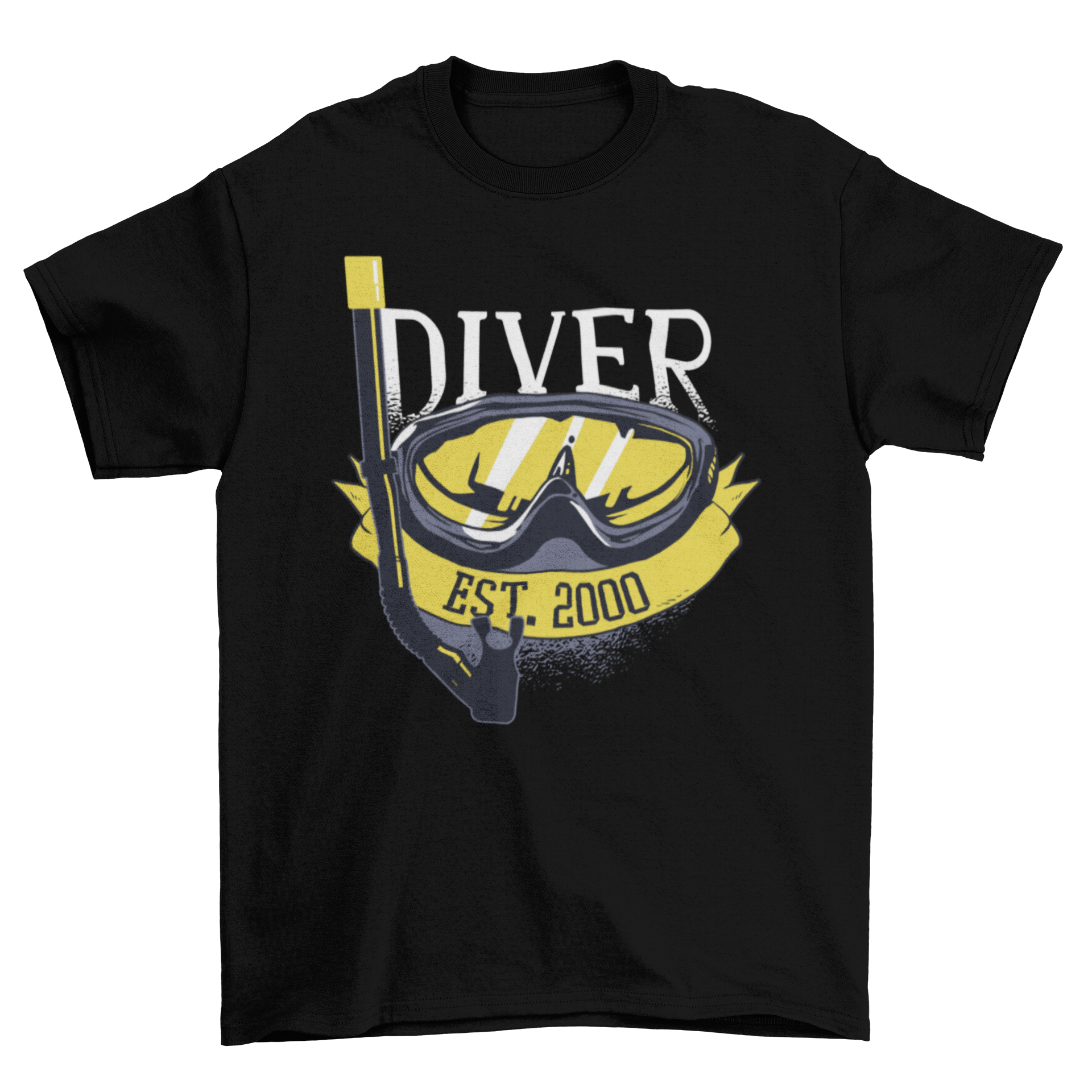 Diver Since 2000 T-shirt featuring a diver's mask design and bold text.