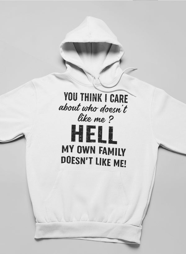 Do You Think I Care Hoodie featuring unique artistic designs, adjustable hood, and cozy fleece lining.