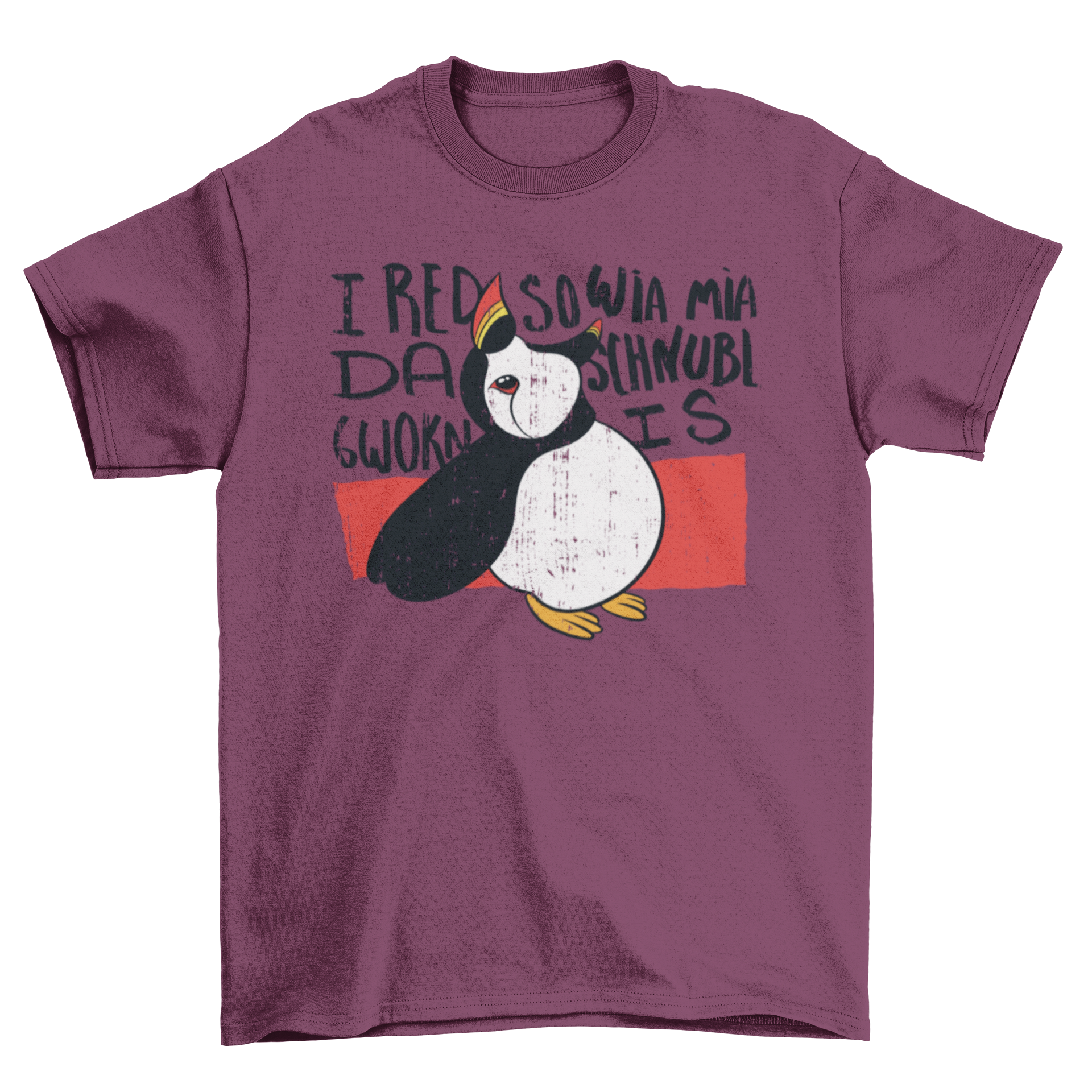 Doodle puffin bird t-shirt featuring a colorful and artistic illustration of a puffin in a playful doodle style.