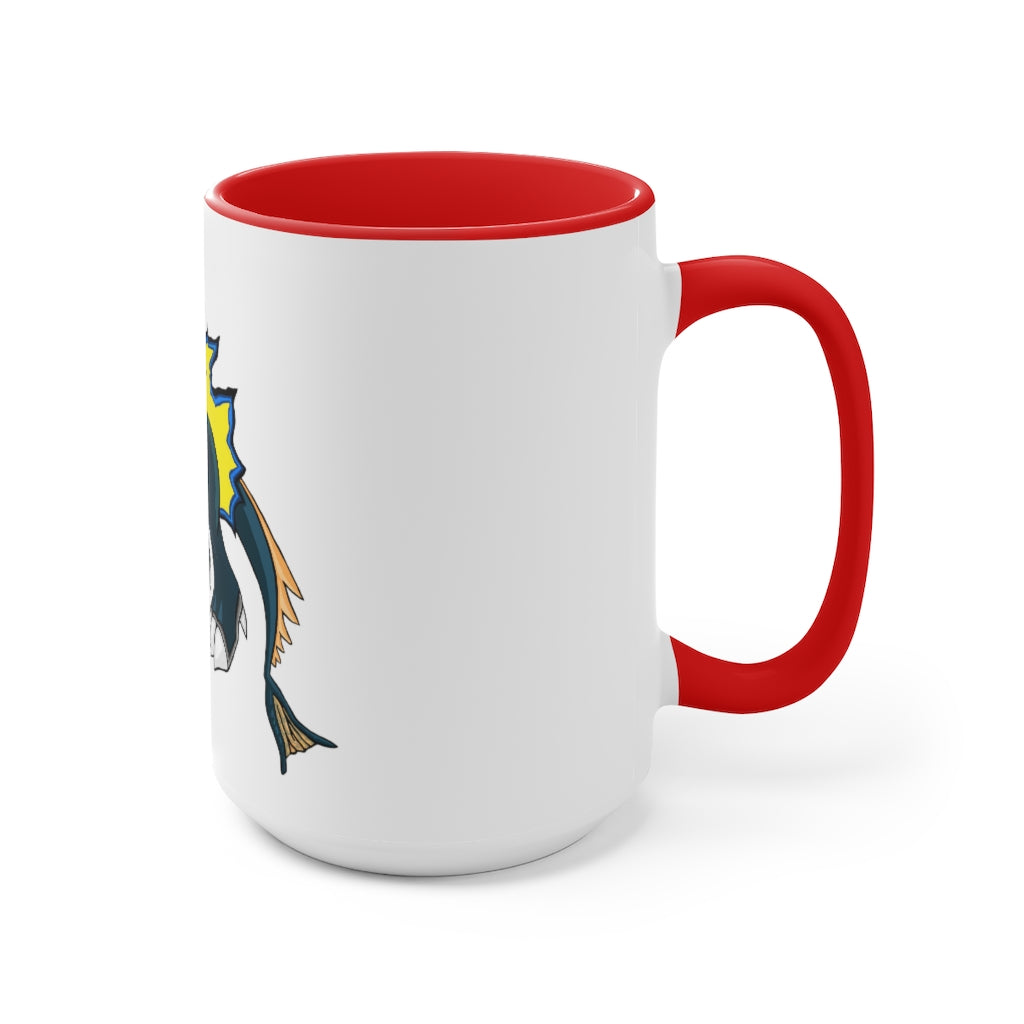 Doffis Accent Mug showcasing a two-tone design with a white exterior and a colored interior, available in red, pink, and black options.