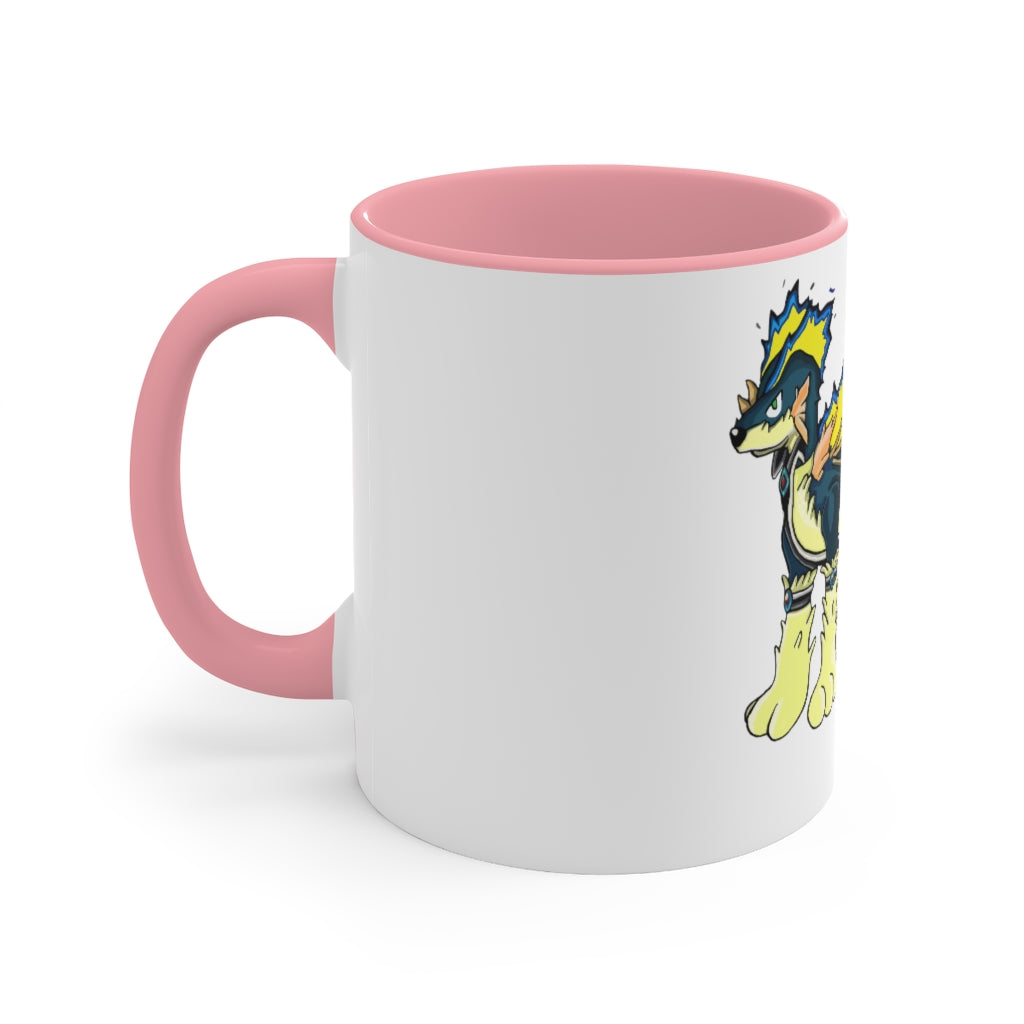 Doffis Accent Mug showcasing a two-tone design with a white exterior and a colored interior, available in red, pink, and black options.