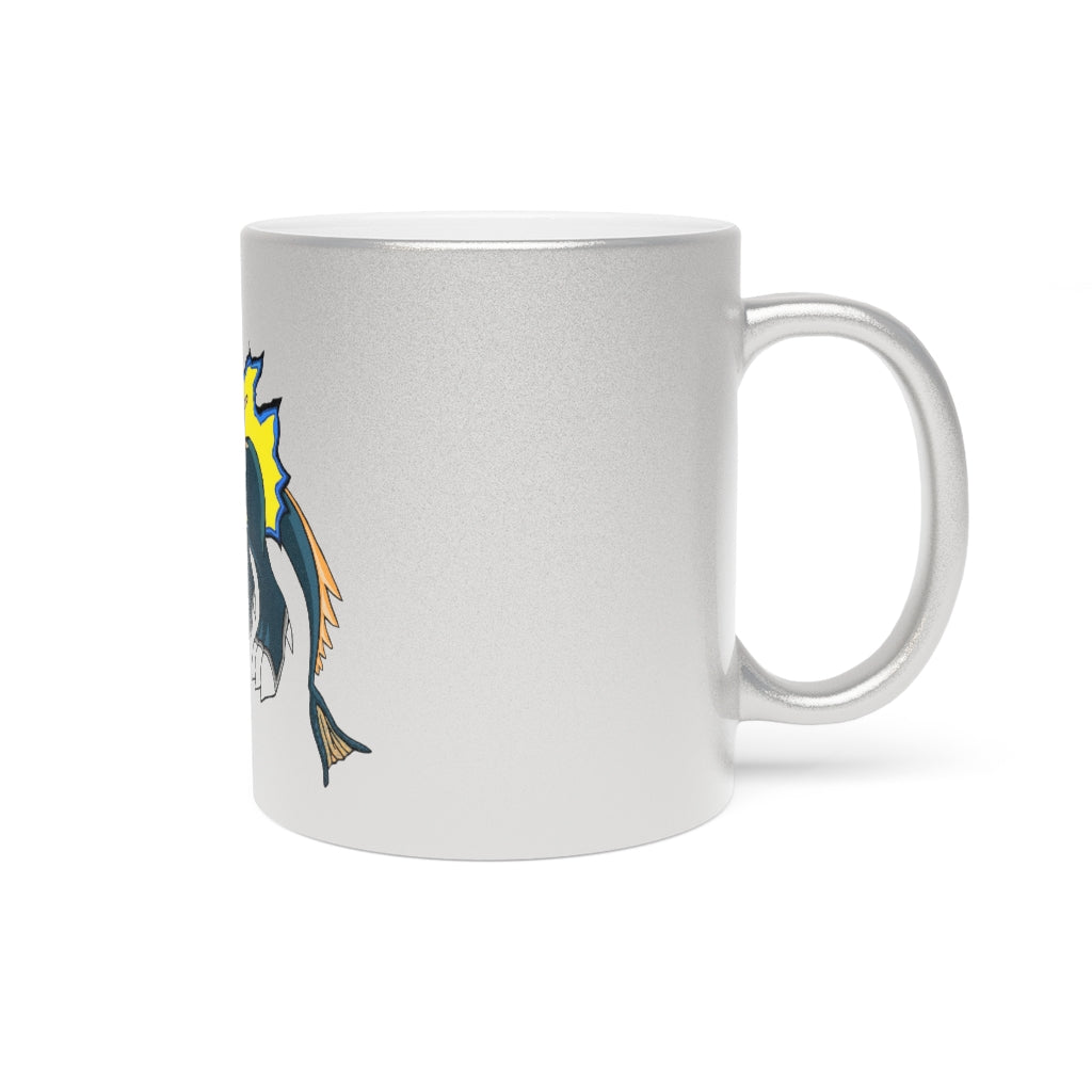 Doffis Metallic Mug in Silver and Gold, showcasing personalized designs and a C-handle.