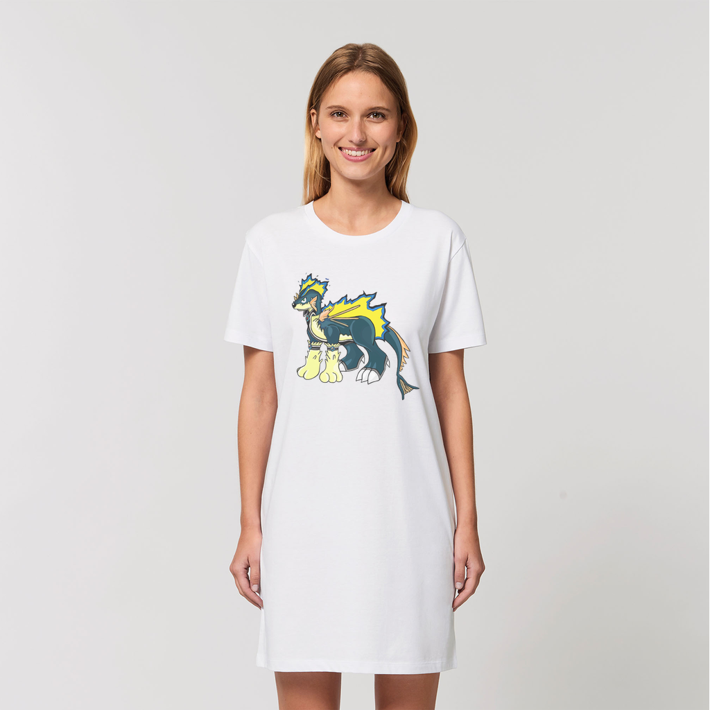 Doffis Organic T-Shirt Dress in various colors, showcasing its soft fabric and stylish design.