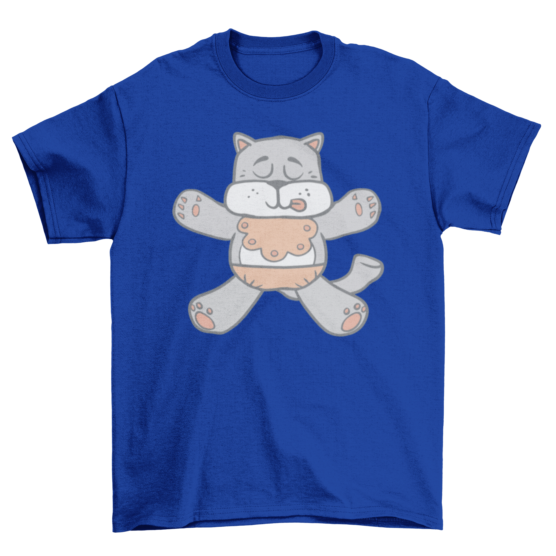 A playful dog dressed in baby clothes on a t-shirt, showcasing a fun design for pet lovers.