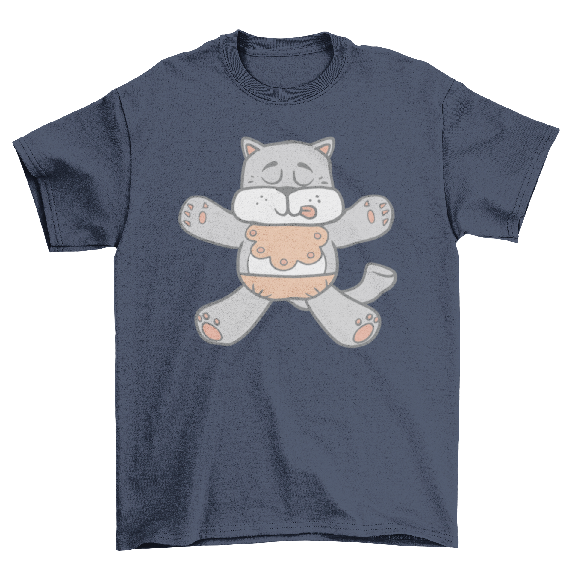 A playful dog dressed in baby clothes on a t-shirt, showcasing a fun design for pet lovers.