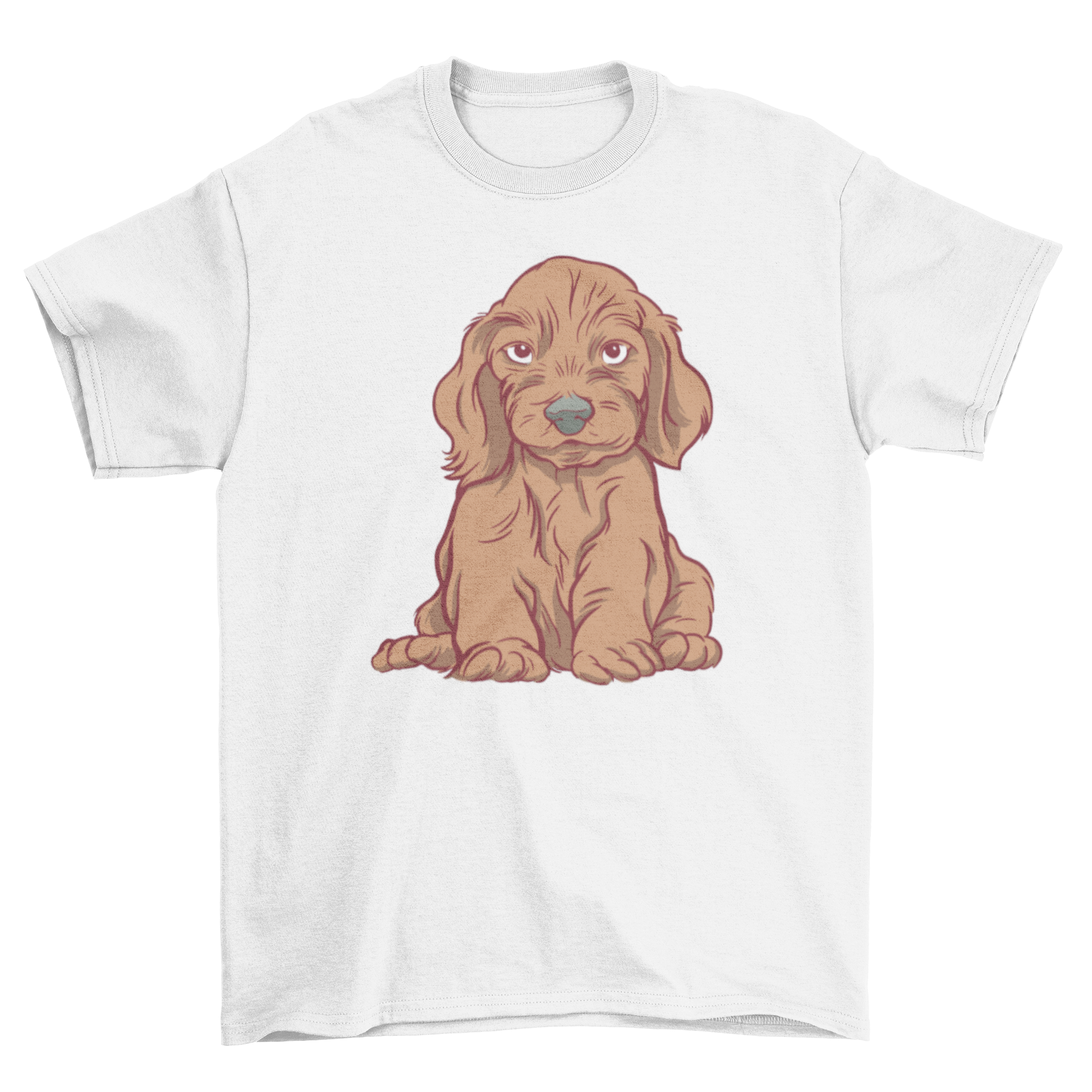 A cute wire-haired dachshund graphic on a soft t-shirt, perfect for dog lovers.