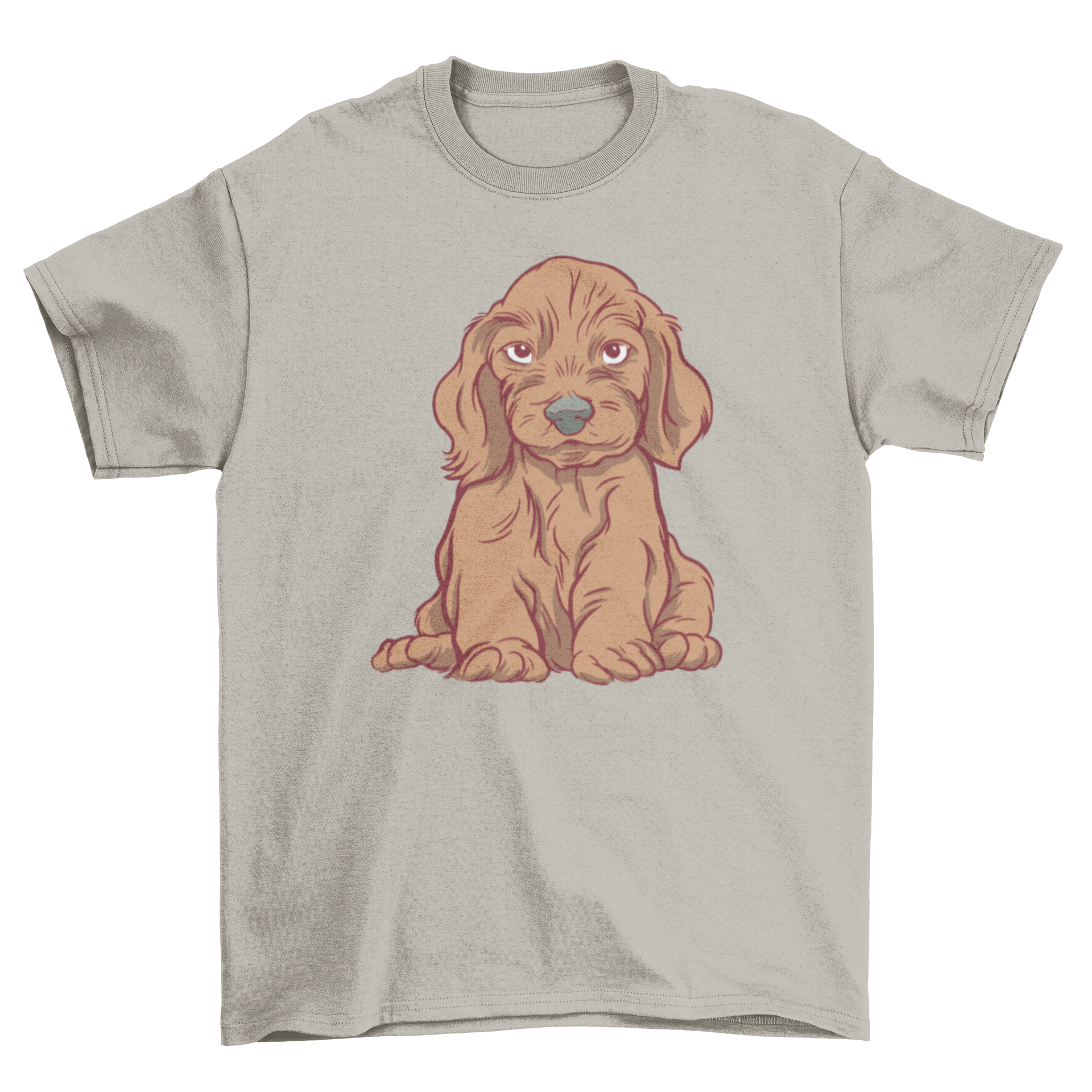 A cute wire-haired dachshund graphic on a soft t-shirt, perfect for dog lovers.