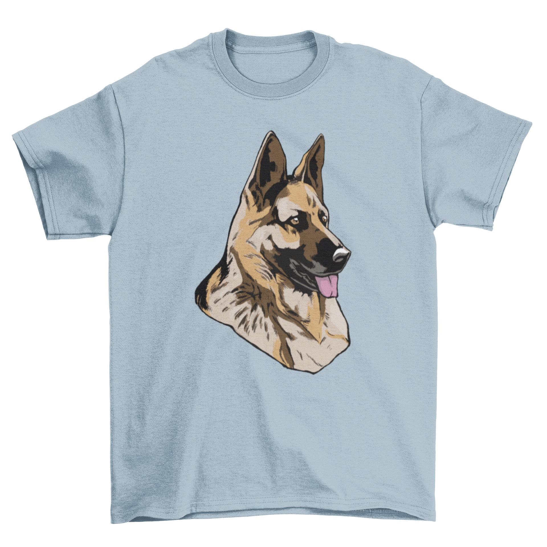 A stylish Dog German Shepherd T-Shirt featuring a cute portrait of a German Shepherd pup, perfect for dog lovers.