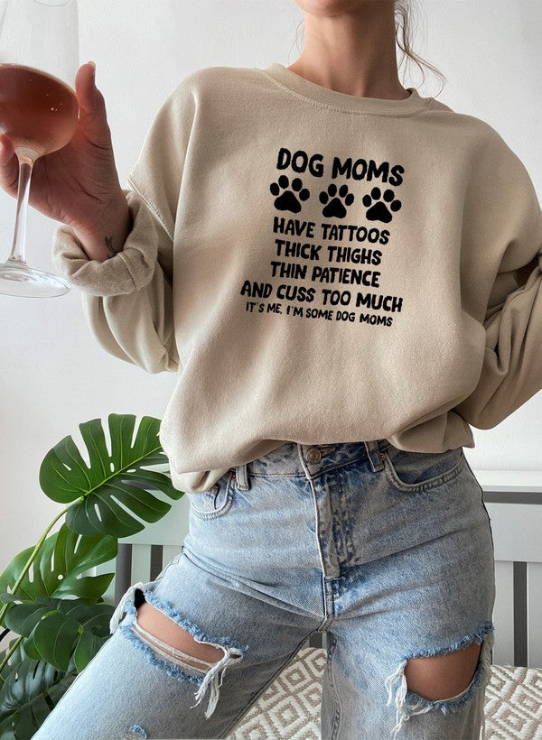 Cozy Dog Moms Sweat Shirt made from cotton/poly fleece blend, featuring adjustable cuffs and unique designs by top artists.