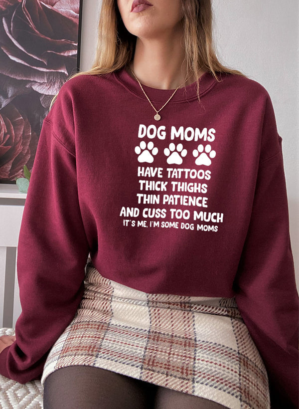 Cozy Dog Moms Sweat Shirt made from cotton/poly fleece blend, featuring adjustable cuffs and unique designs by top artists.