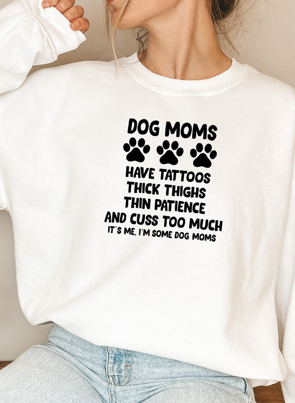 Cozy Dog Moms Sweat Shirt made from cotton/poly fleece blend, featuring adjustable cuffs and unique designs by top artists.