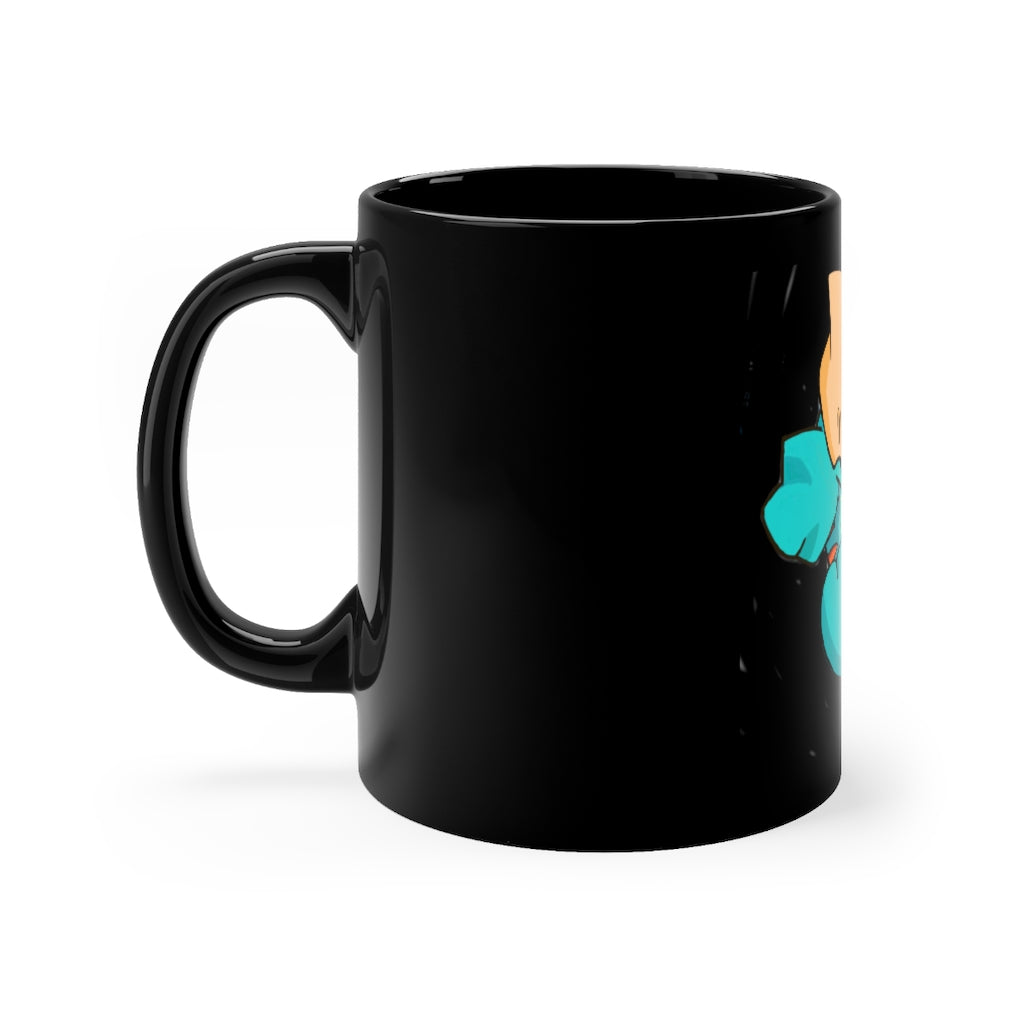 Dogat Black mug 11oz featuring a sleek black ceramic design with rounded corners and a comfortable C-handle.