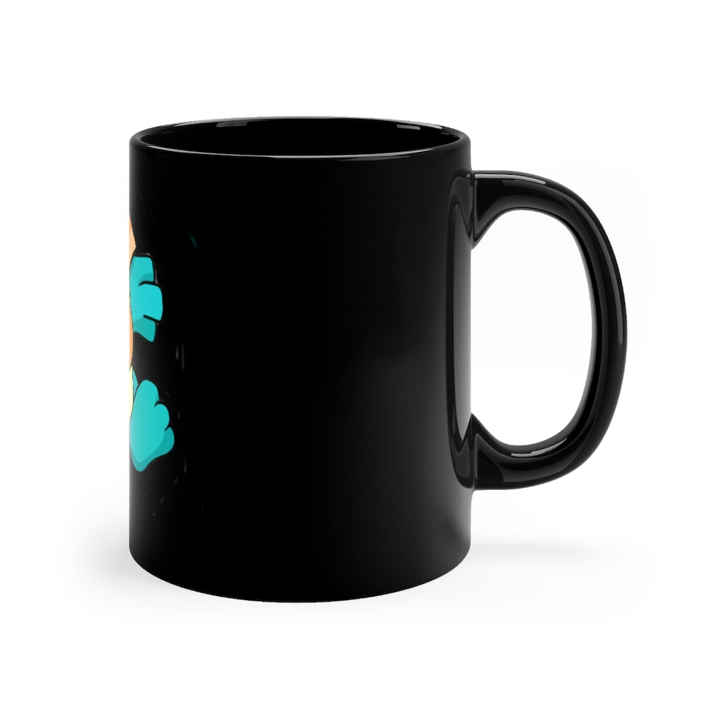 Dogat Black mug 11oz featuring a sleek black ceramic design with rounded corners and a comfortable C-handle.