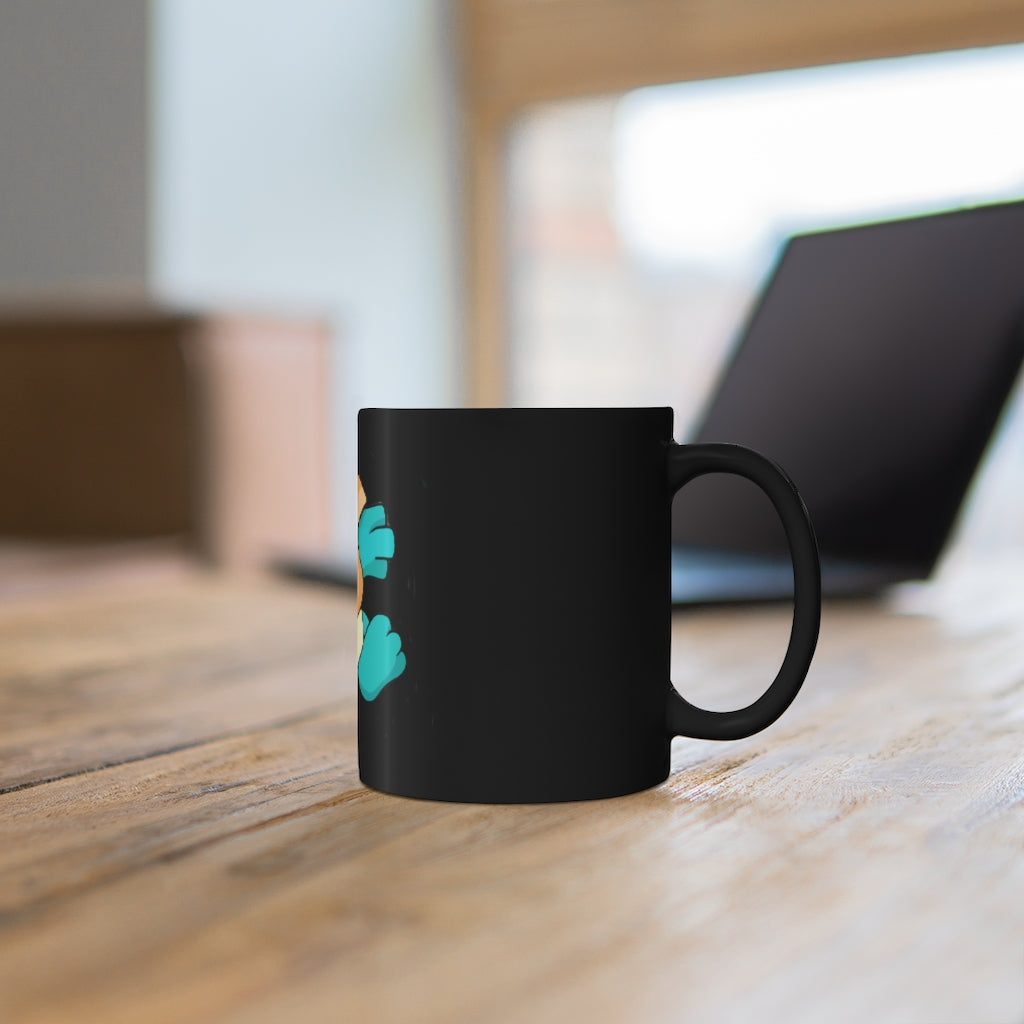 Dogat Black mug 11oz featuring a sleek black ceramic design with rounded corners and a comfortable C-handle.