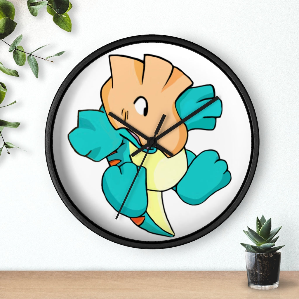 Dogat Wall Clock featuring a wooden frame and plexiglass face, designed for indoor use with a silent mechanism.