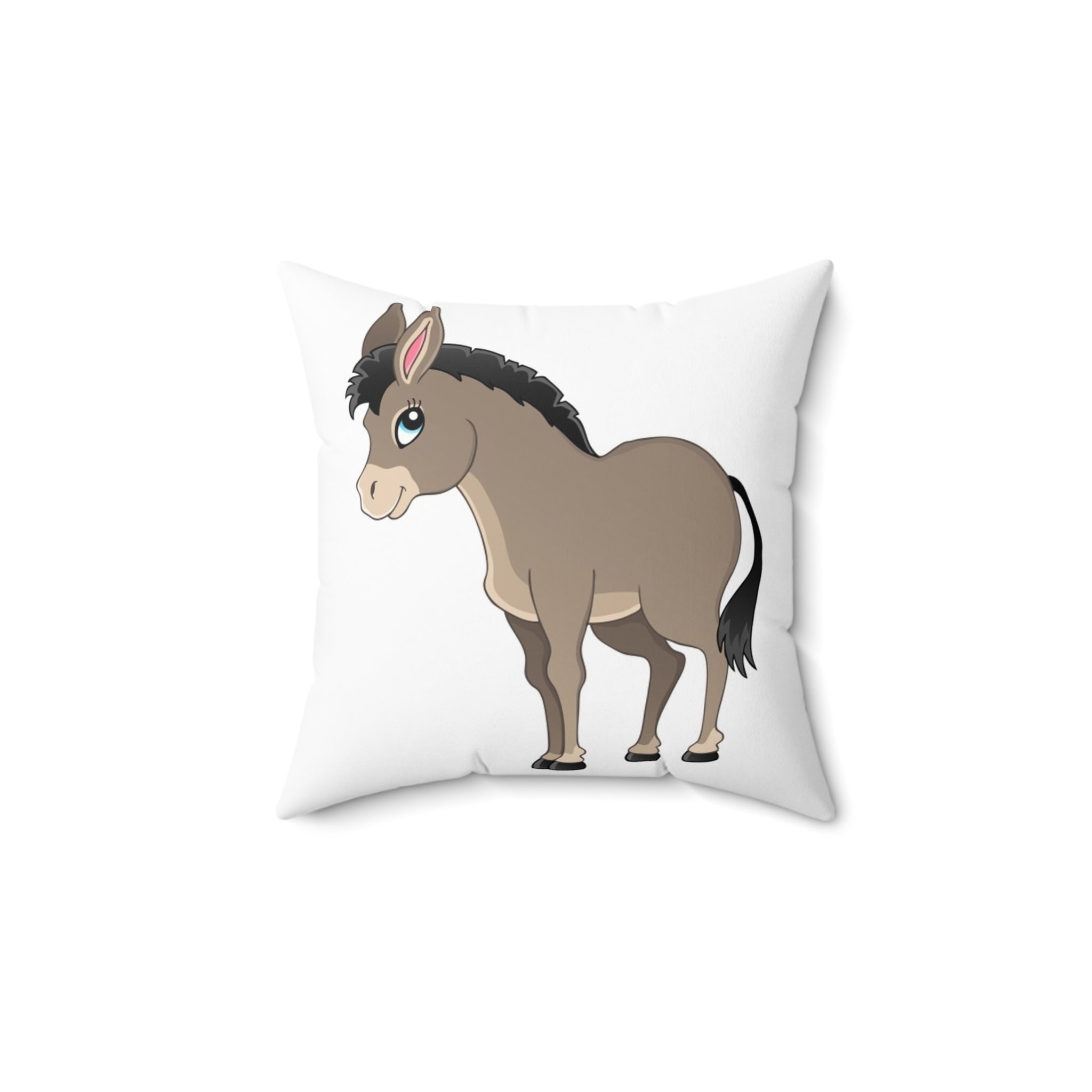 Donkey Spun Polyester Square Pillow with vibrant double-sided print and concealed zipper, perfect for home decor.