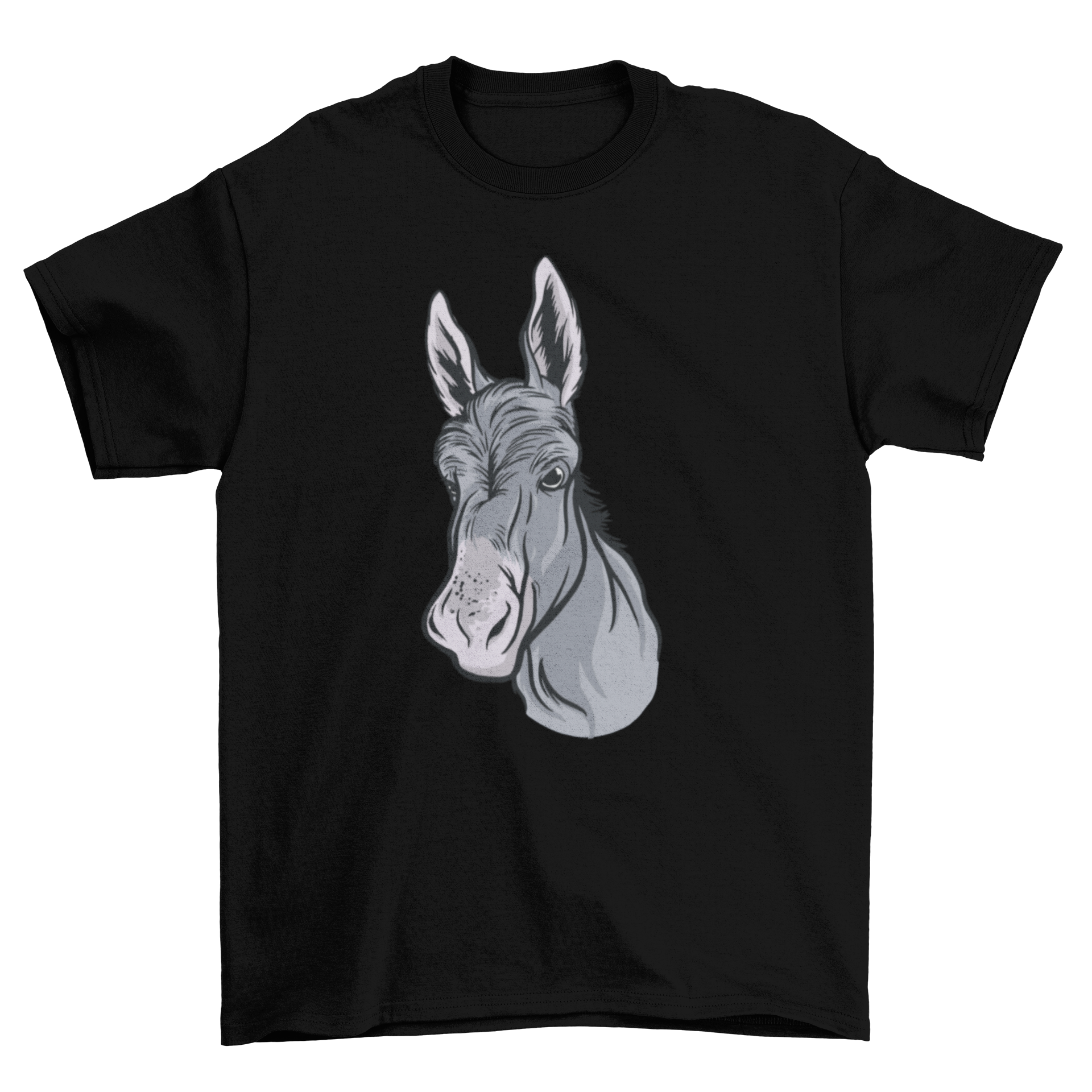 A stylish t-shirt featuring a detailed illustration of a donkey's head, perfect for casual wear.