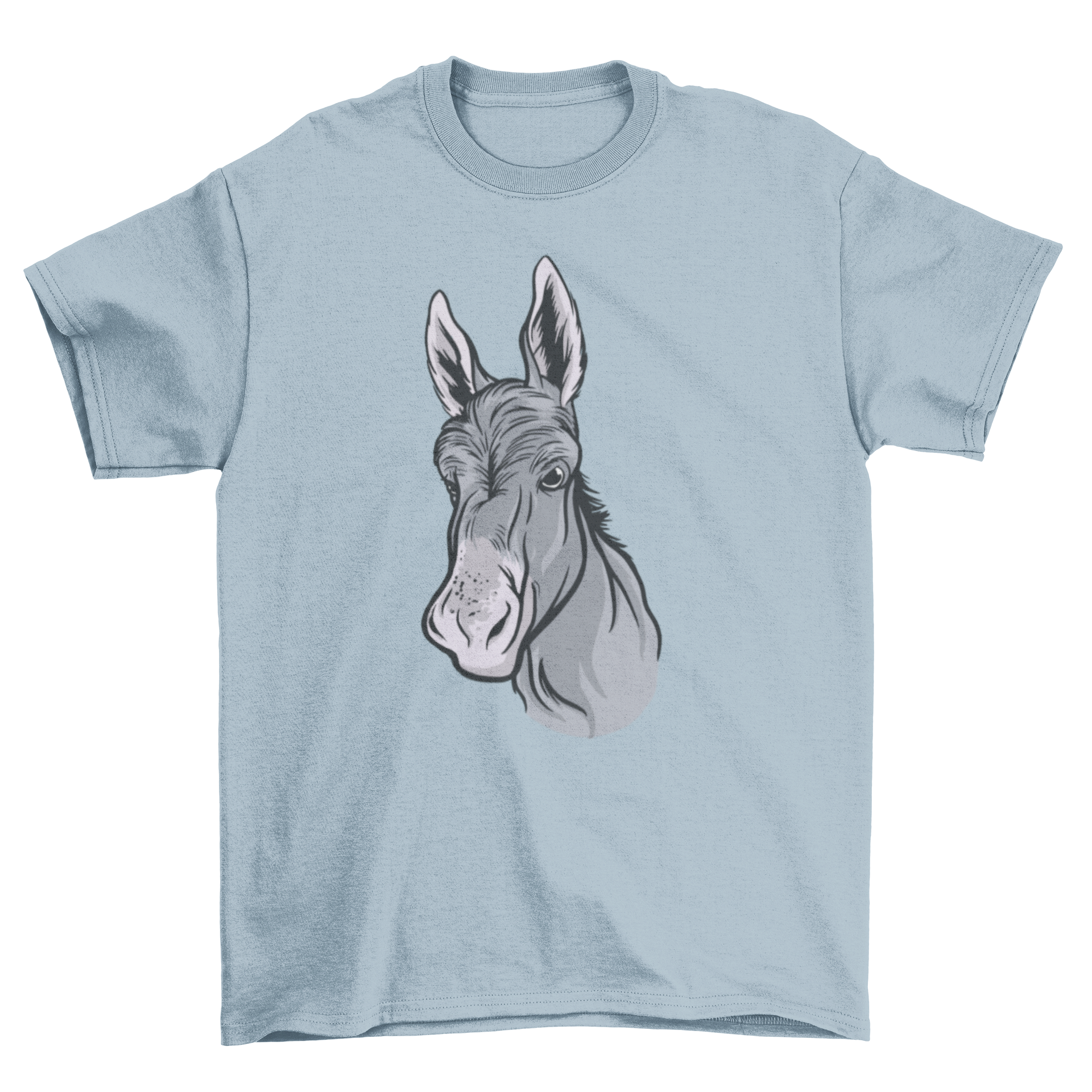 A stylish t-shirt featuring a detailed illustration of a donkey's head, perfect for casual wear.