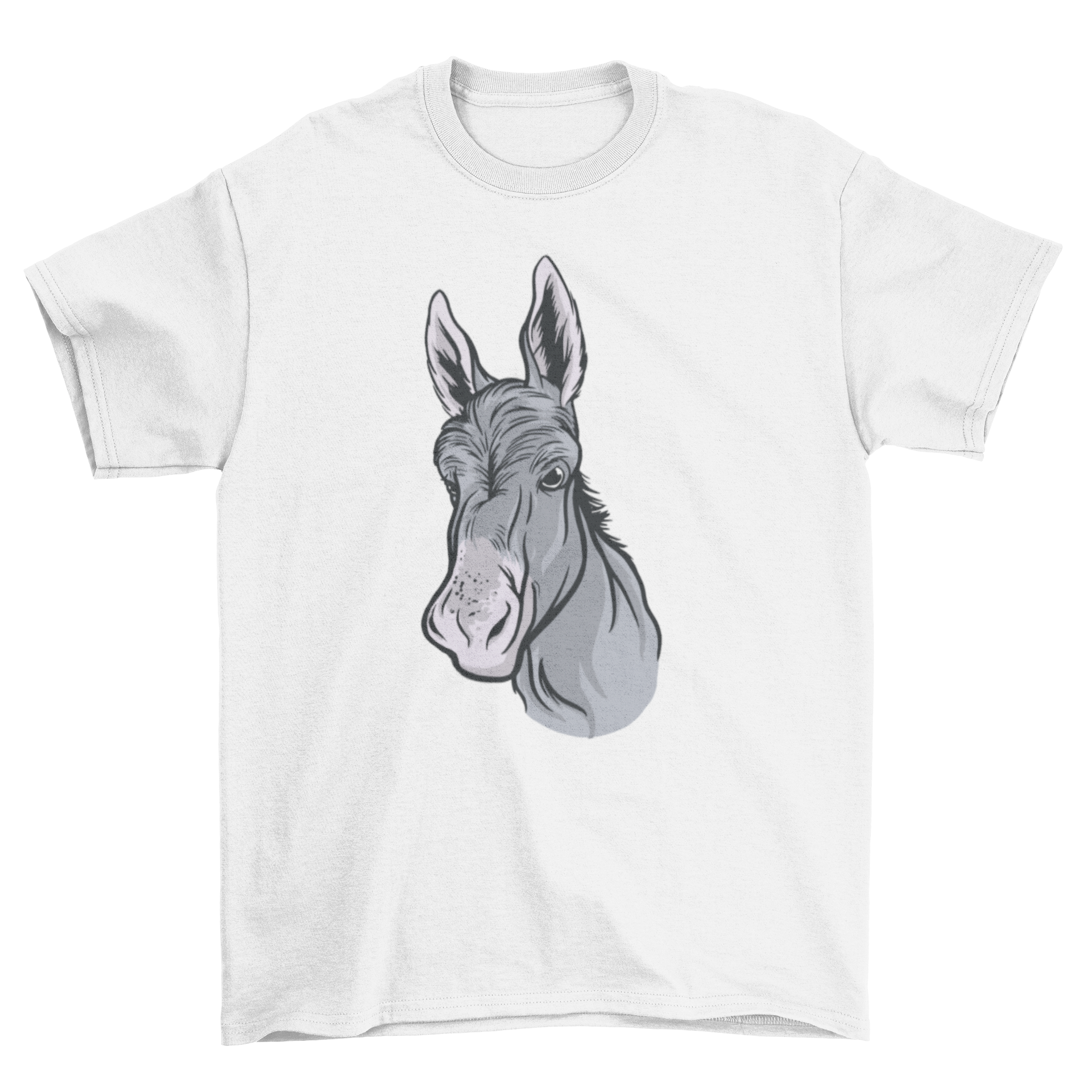 A stylish t-shirt featuring a detailed illustration of a donkey's head, perfect for casual wear.