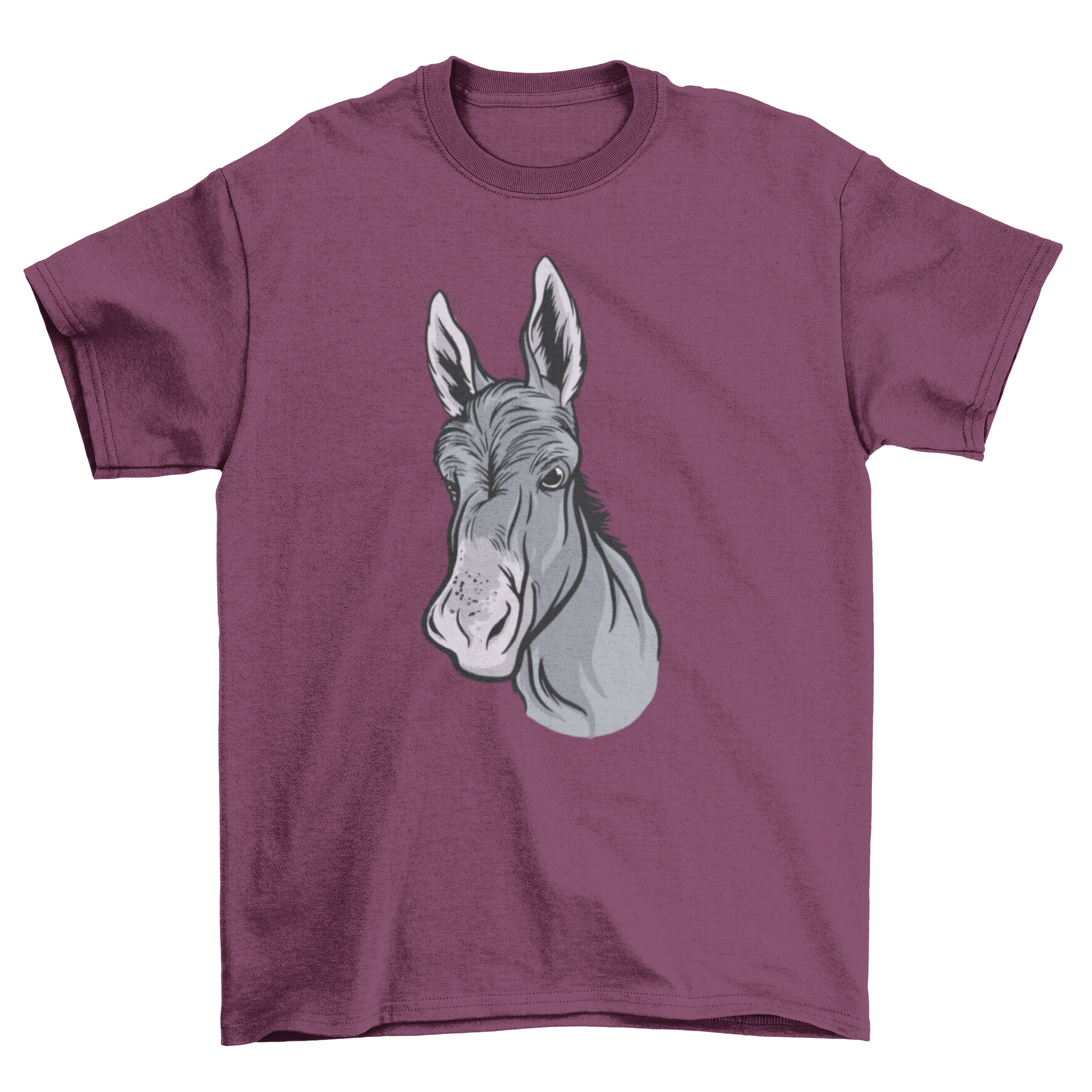 A stylish t-shirt featuring a detailed illustration of a donkey's head, perfect for casual wear.