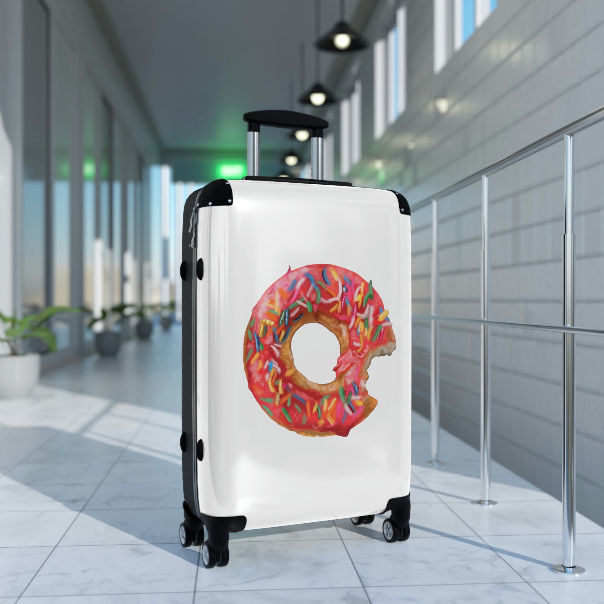 Donut Cabin Suitcase featuring a personalized design, lightweight structure, and durable hard-shell material.