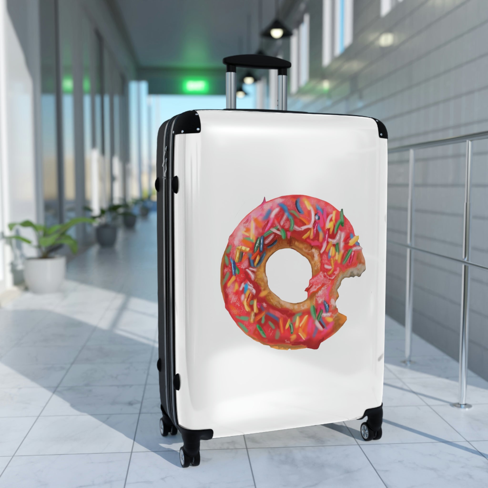 Donut Cabin Suitcase featuring a personalized design, lightweight structure, and durable hard-shell material.