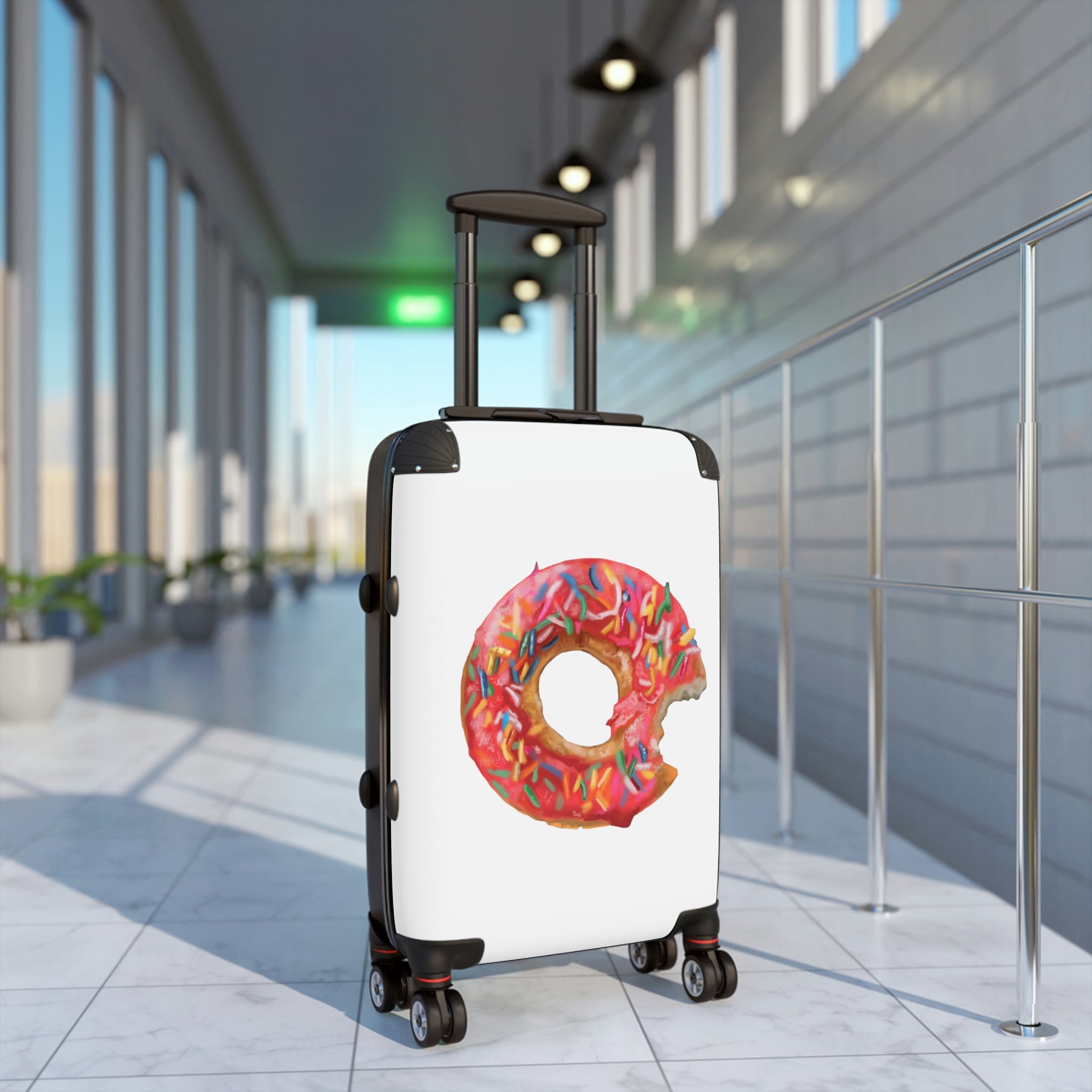 Donut Cabin Suitcase featuring a personalized design, lightweight structure, and durable hard-shell material.